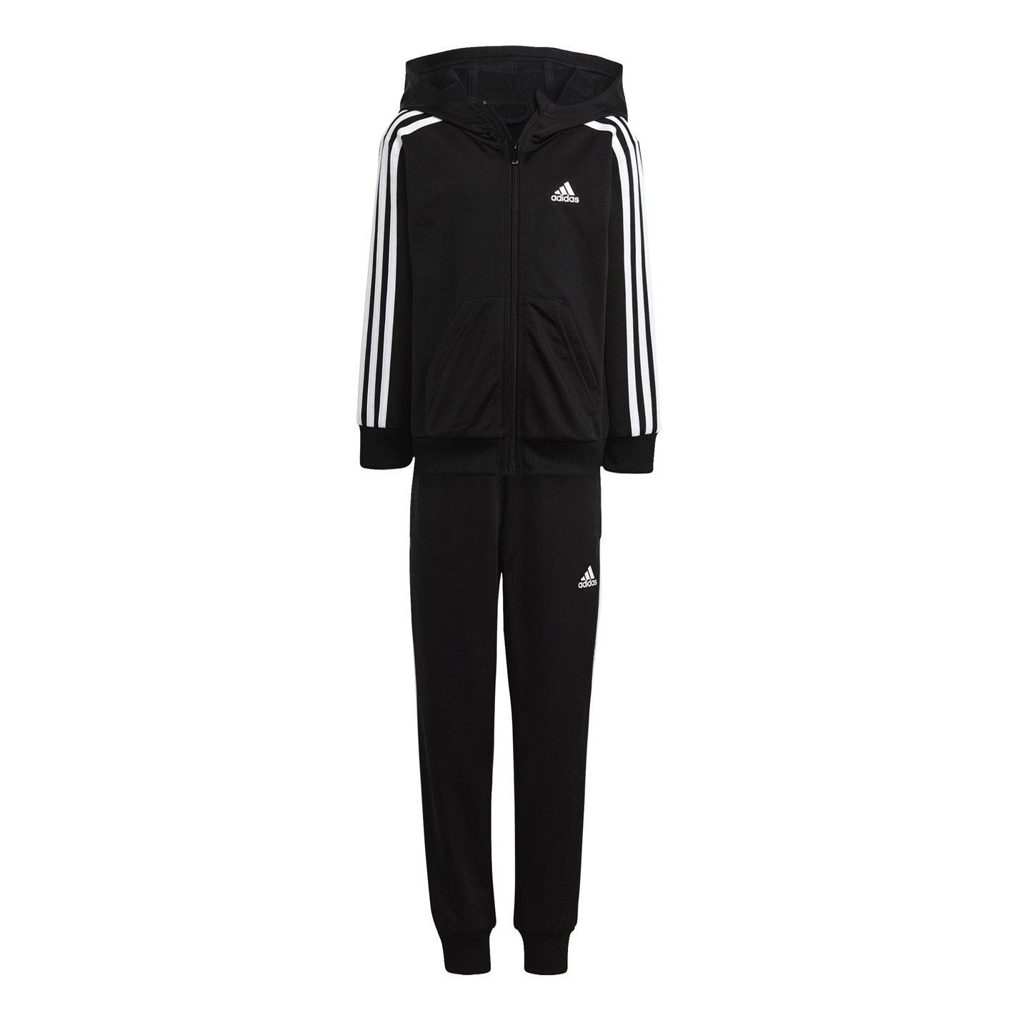 Black/White - adidas - 3 Stripe Poly Tracksuit - 6
