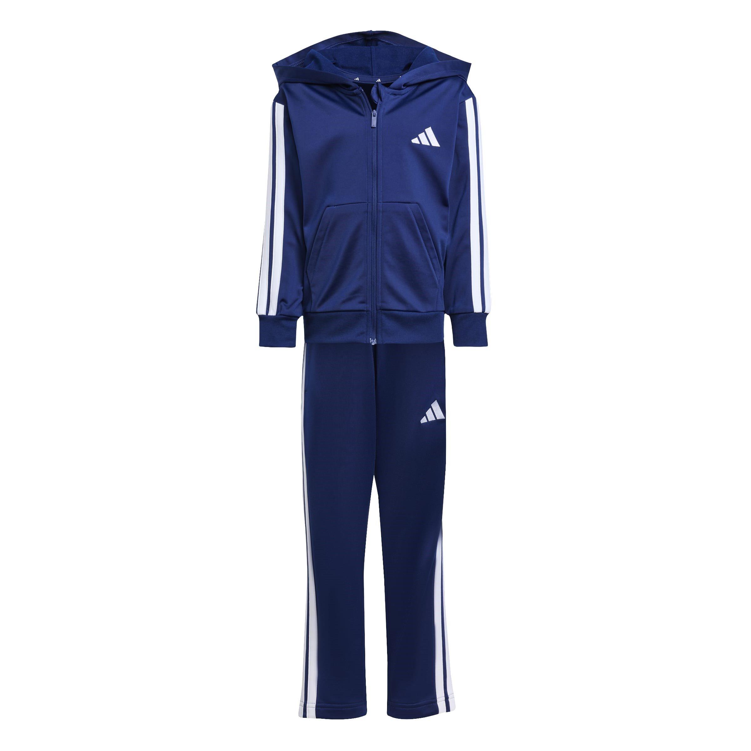 Adidas  Infant 3 Stripe Poly Tracksuit - Navy/White - 3-4 Years