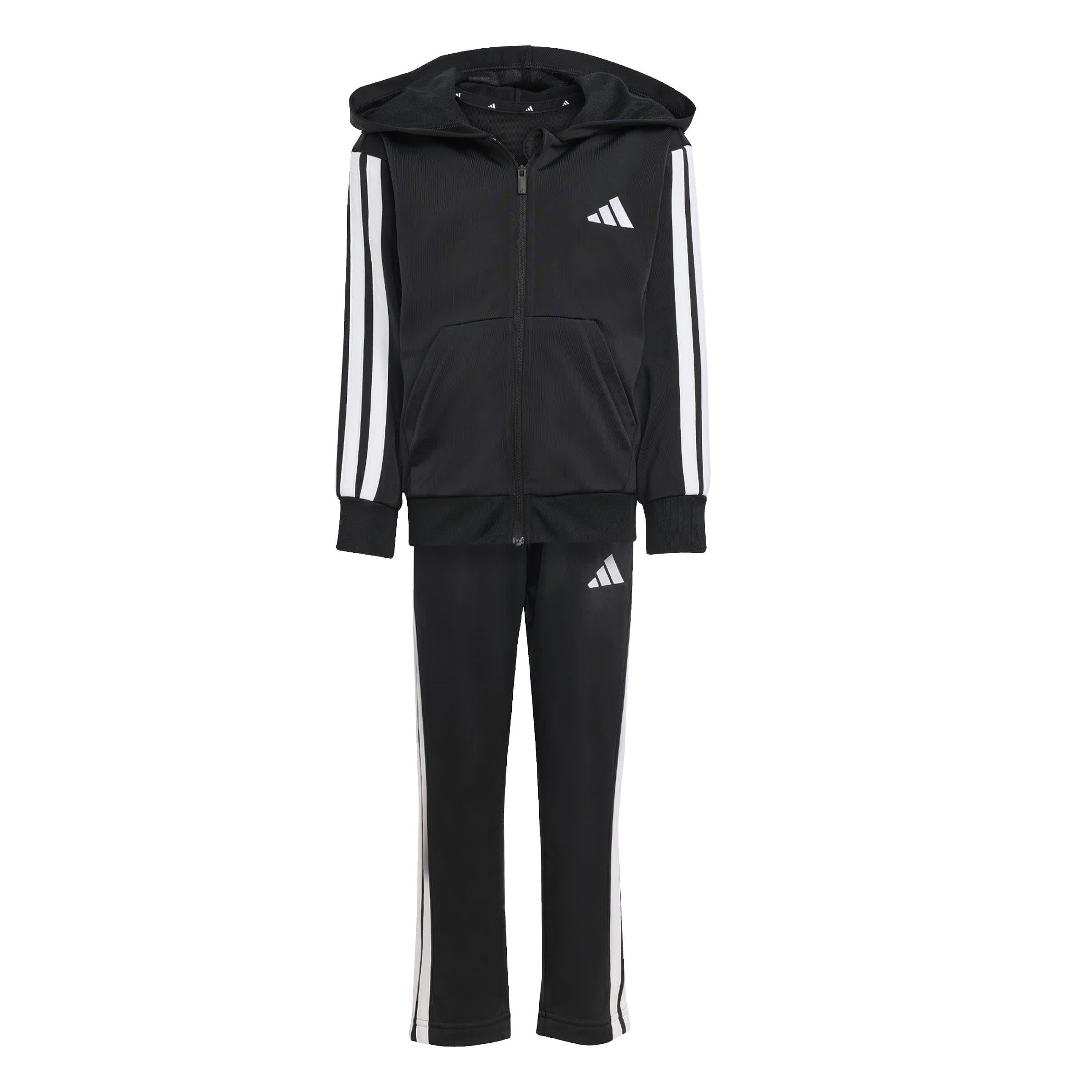 Adidas  Infant 3 Stripe Poly Tracksuit - Black/White - 3-4 Years