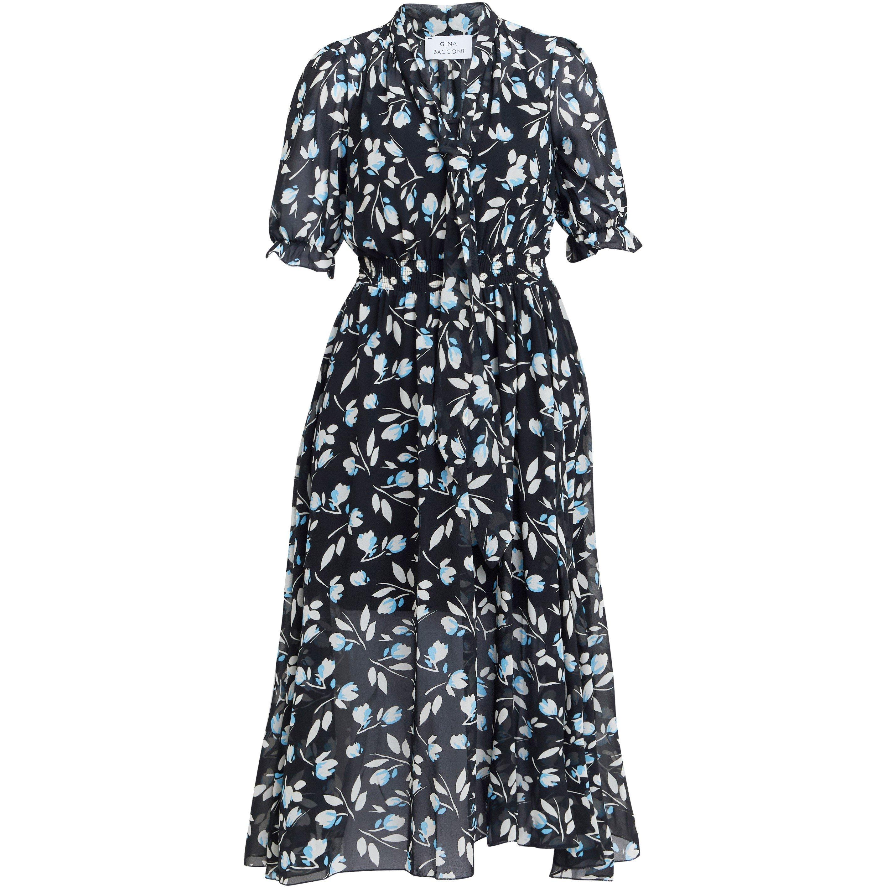 Black / Multi - Gina Bacconi - Mimi Godet Pussy Bow Dress - 4