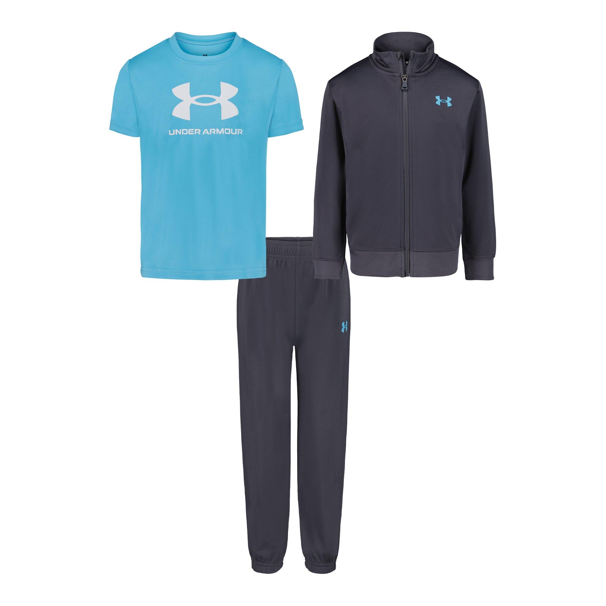Under Armour  Kids' Brawler Poly Tracksuit - Grey/Blue - 5 - 6 Years