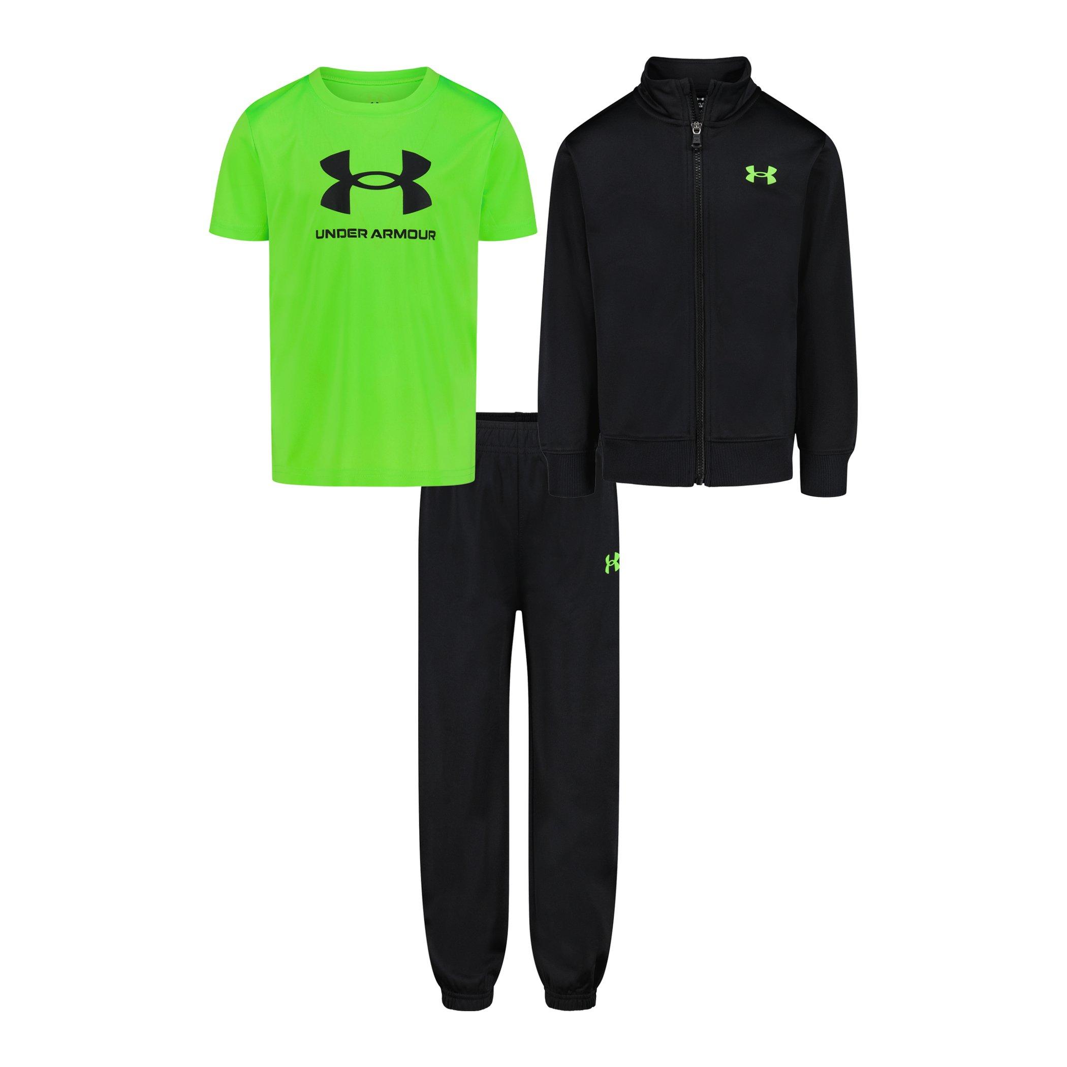 Under Armour  Kids' Brawler Poly Tracksuit - Black/Green - 6 - 7 Years