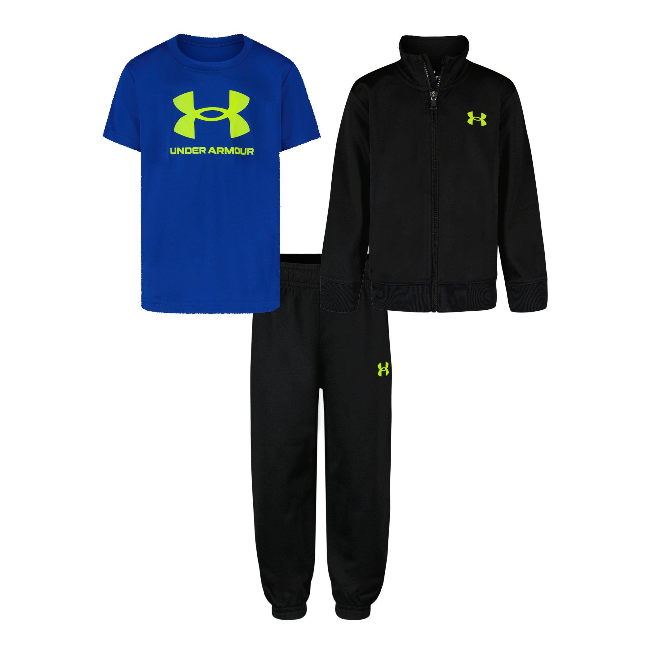 Under Armour  Kids' Brawler Poly Tracksuit - Black/Blue - 6 - 7 Years