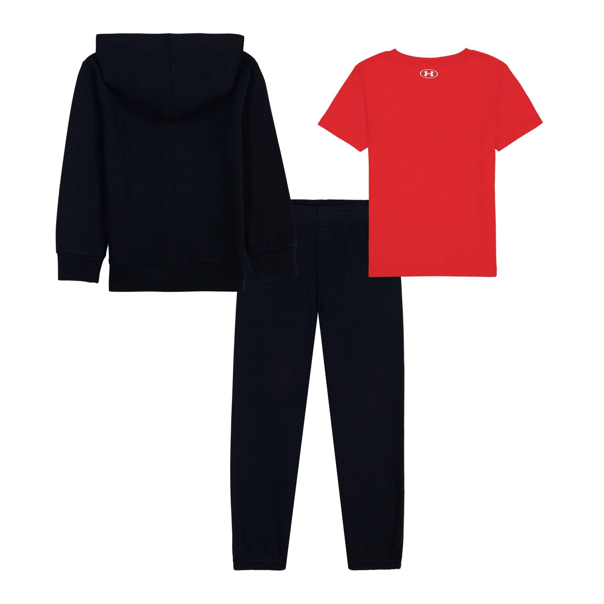 Black/Red - Under Armour - Kids' Brawler Poly Tracksuit - 3
