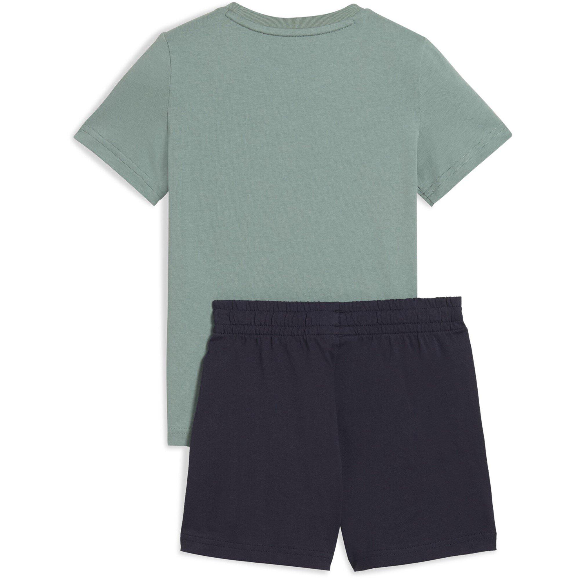Navy Grn - Puma - Ess No.1 Logo Tee And Shorts Set Ps Tracksuit Boys - 2