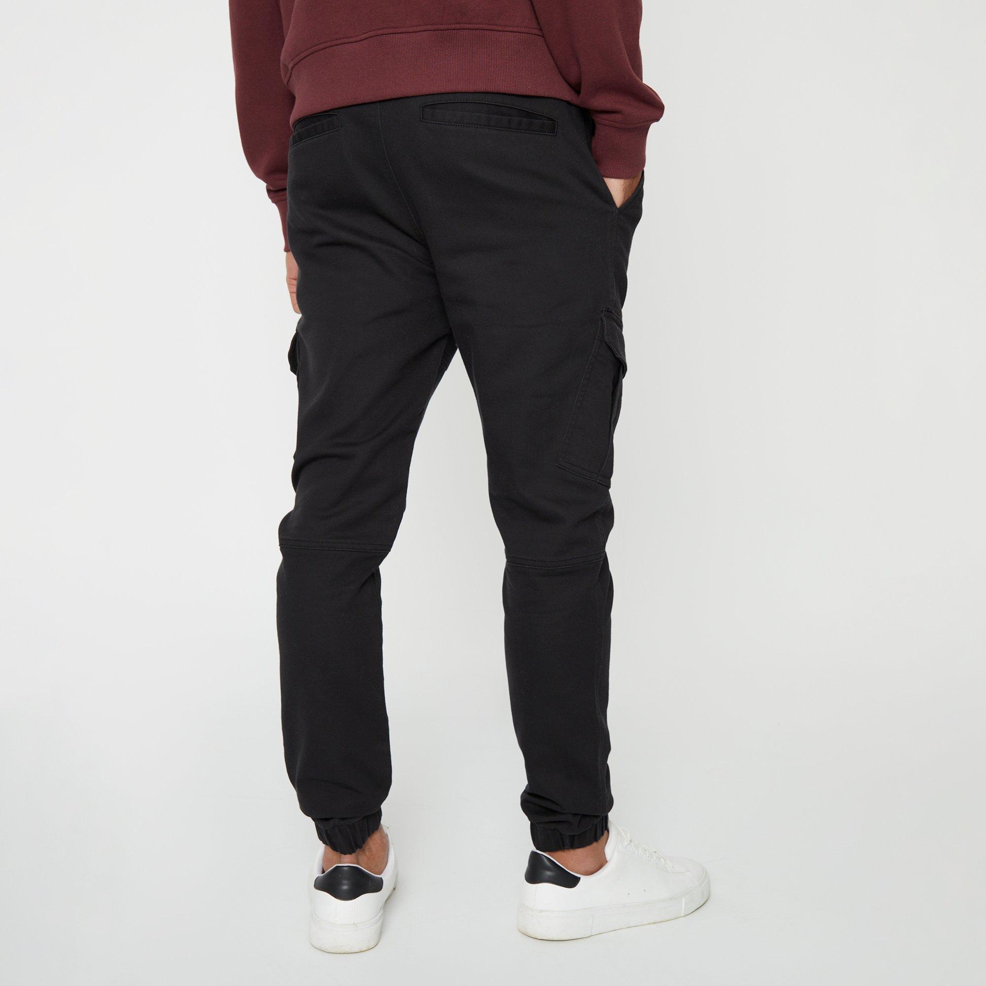 Black - Threadbare - Cotton Blend Cuffed Cargo Pocket Trousers - 2