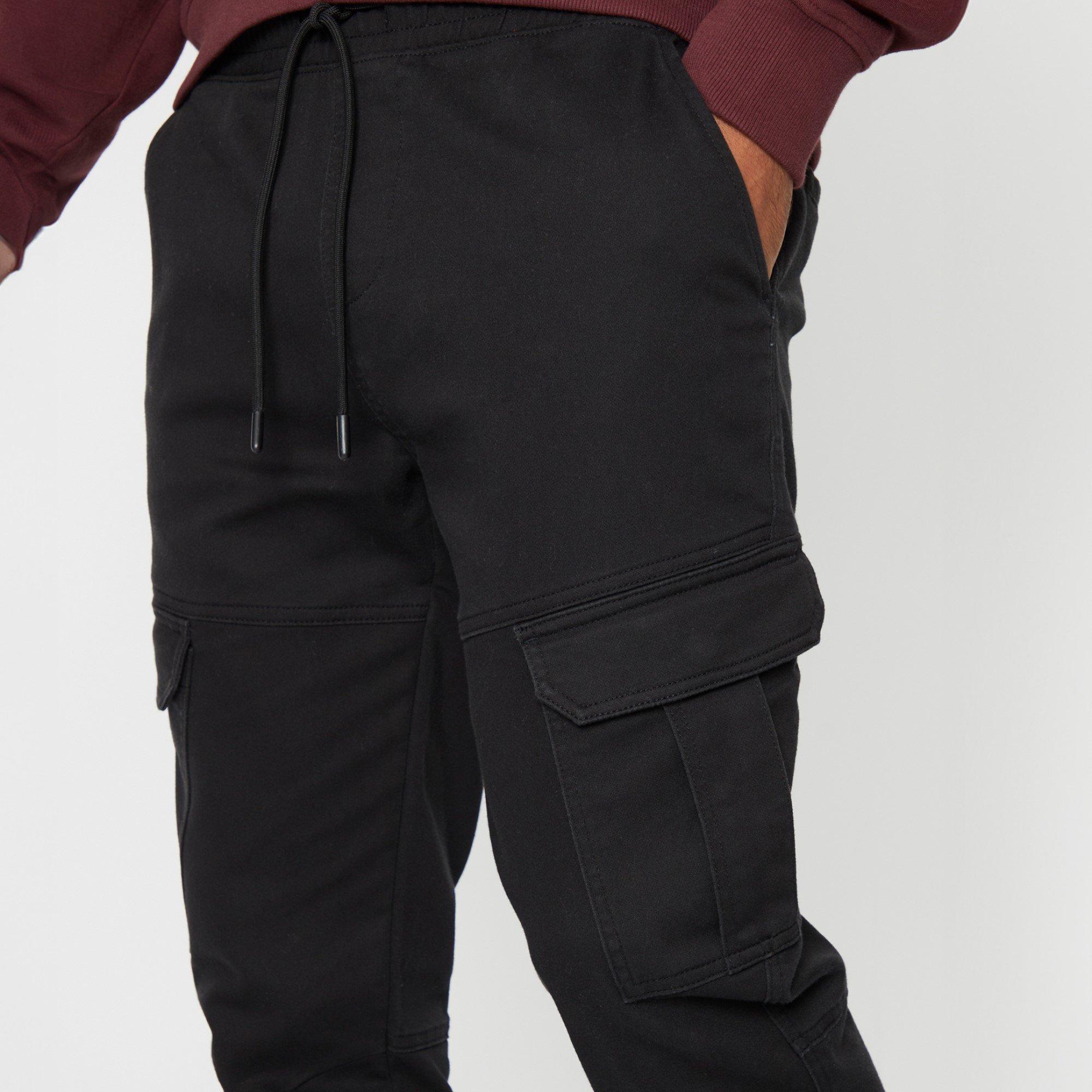 Black - Threadbare - Cotton Blend Cuffed Cargo Pocket Trousers - 4