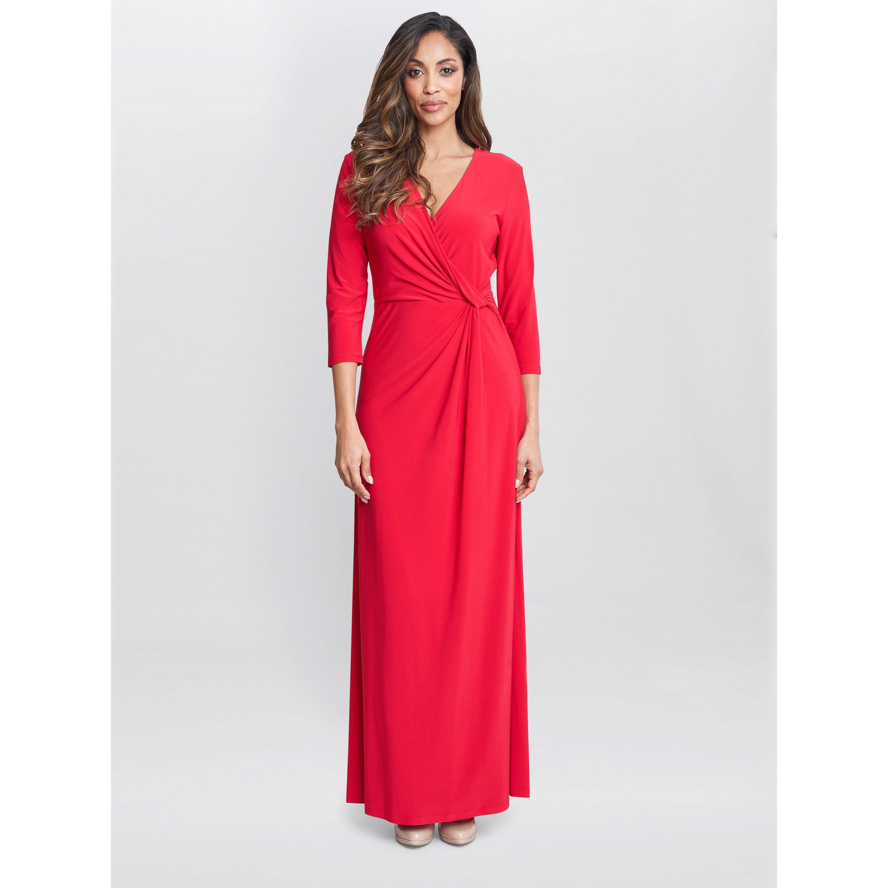 Red - Gina Bacconi - Celine Jersey Wrap Maxi Dress - 1