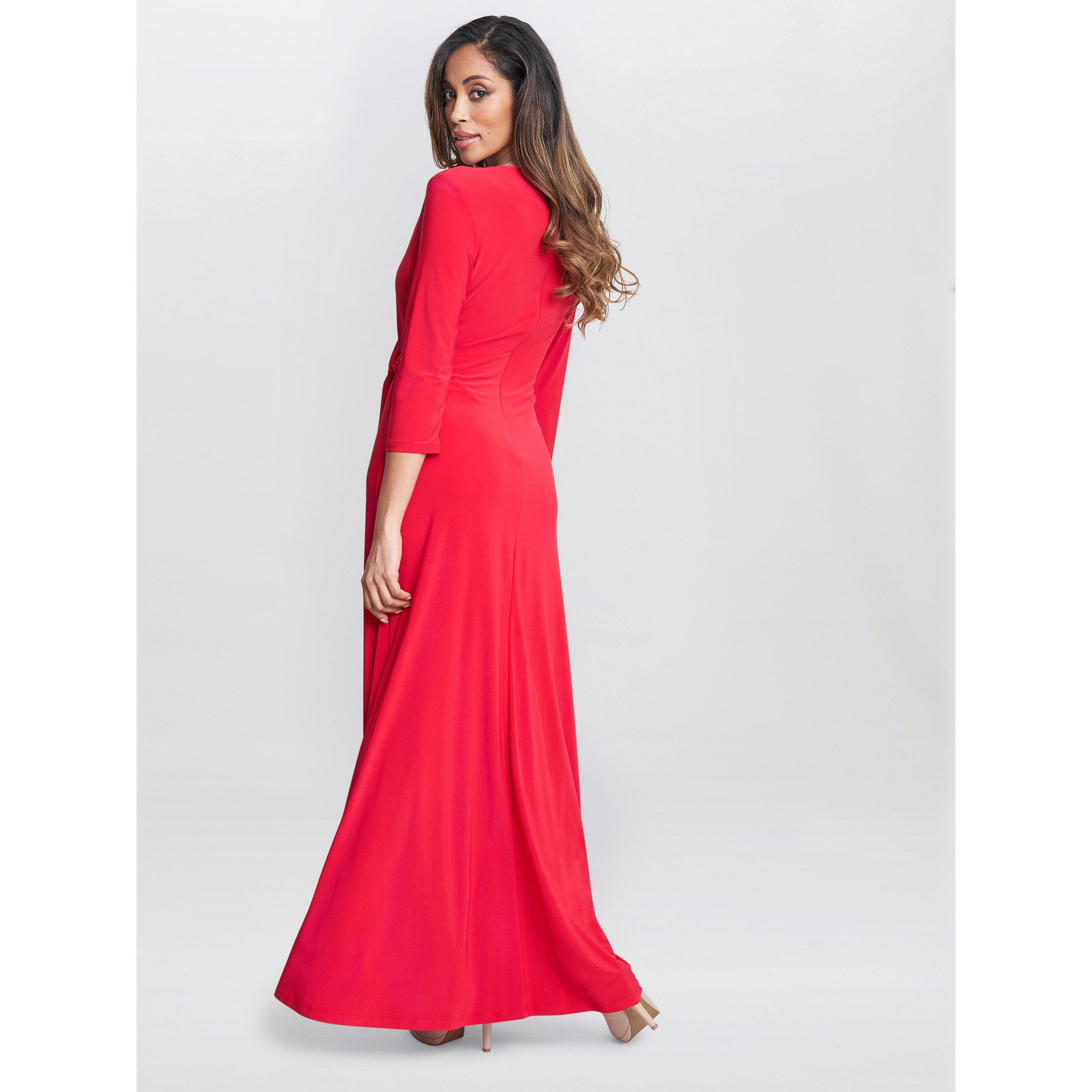 Red - Gina Bacconi - Celine Jersey Wrap Maxi Dress - 2