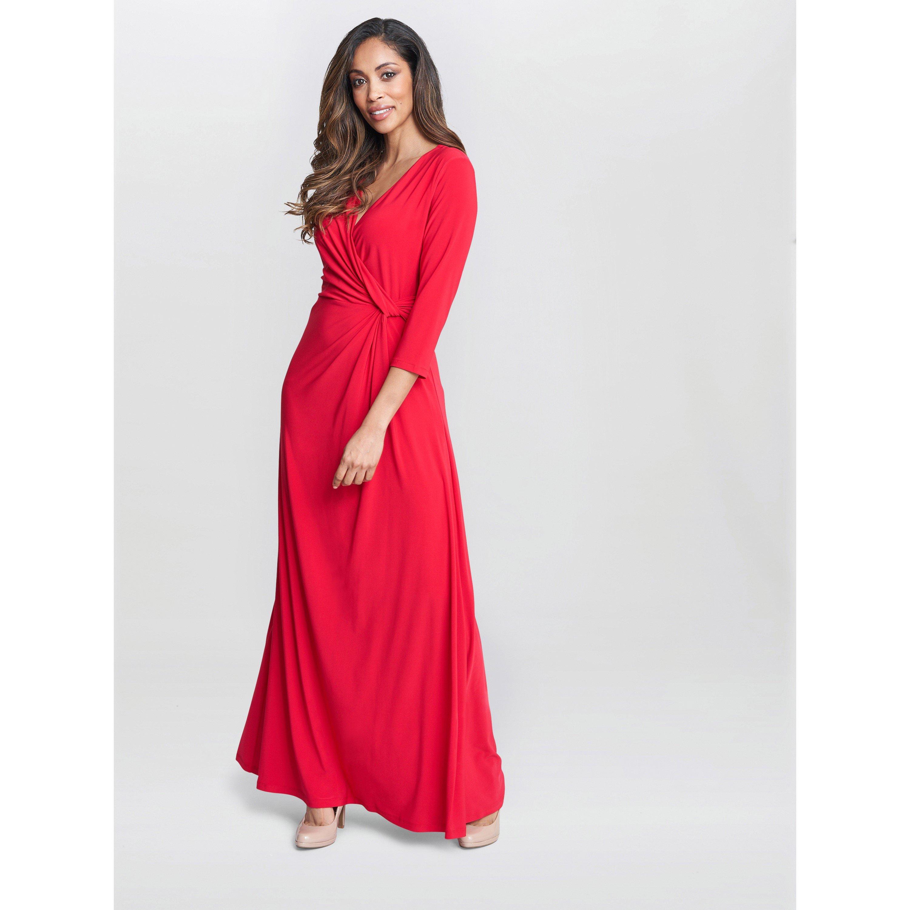 Red - Gina Bacconi - Celine Jersey Wrap Maxi Dress - 3