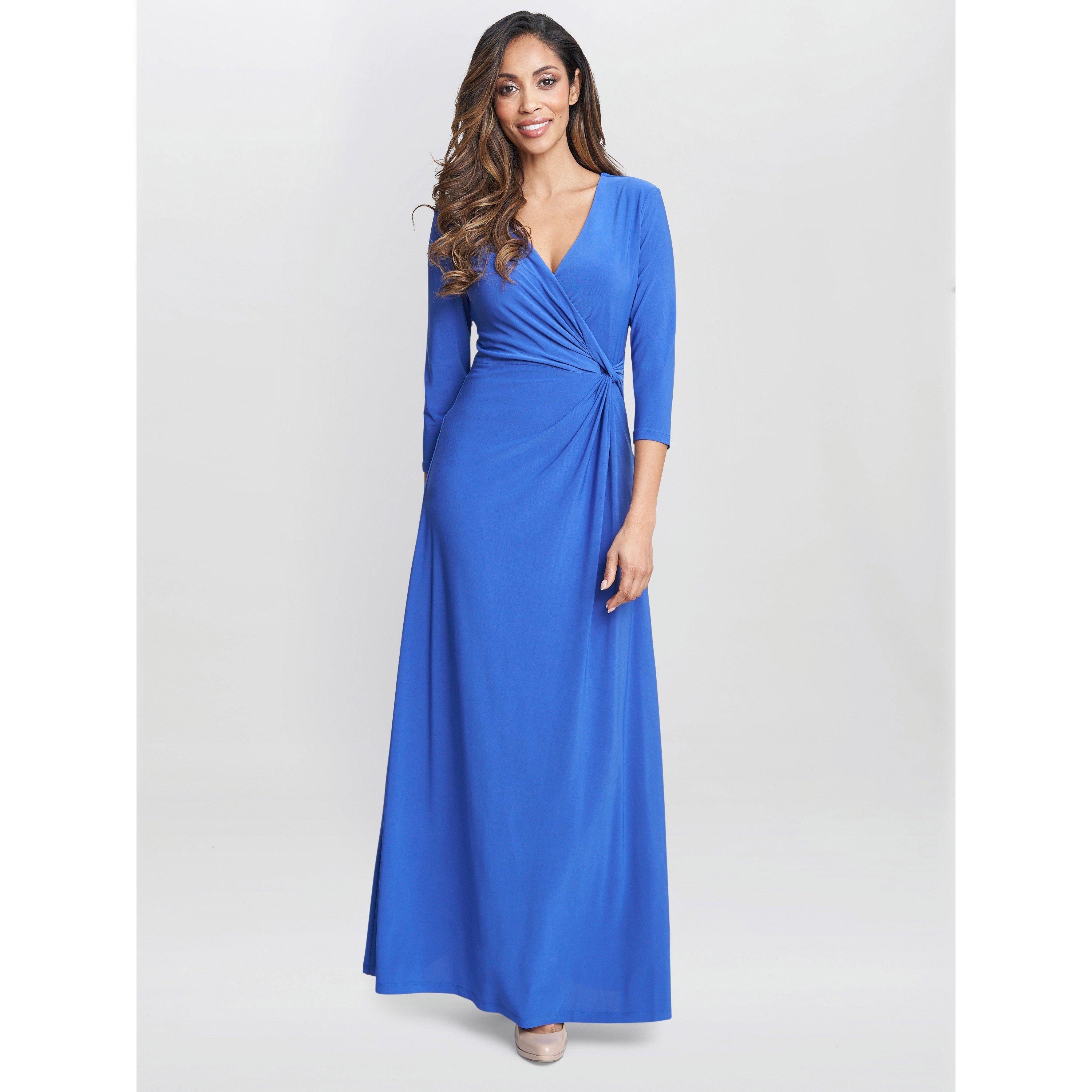 Gina Bacconi Women's Celine Jersey Wrap Maxi Dress - Cobalt - 22