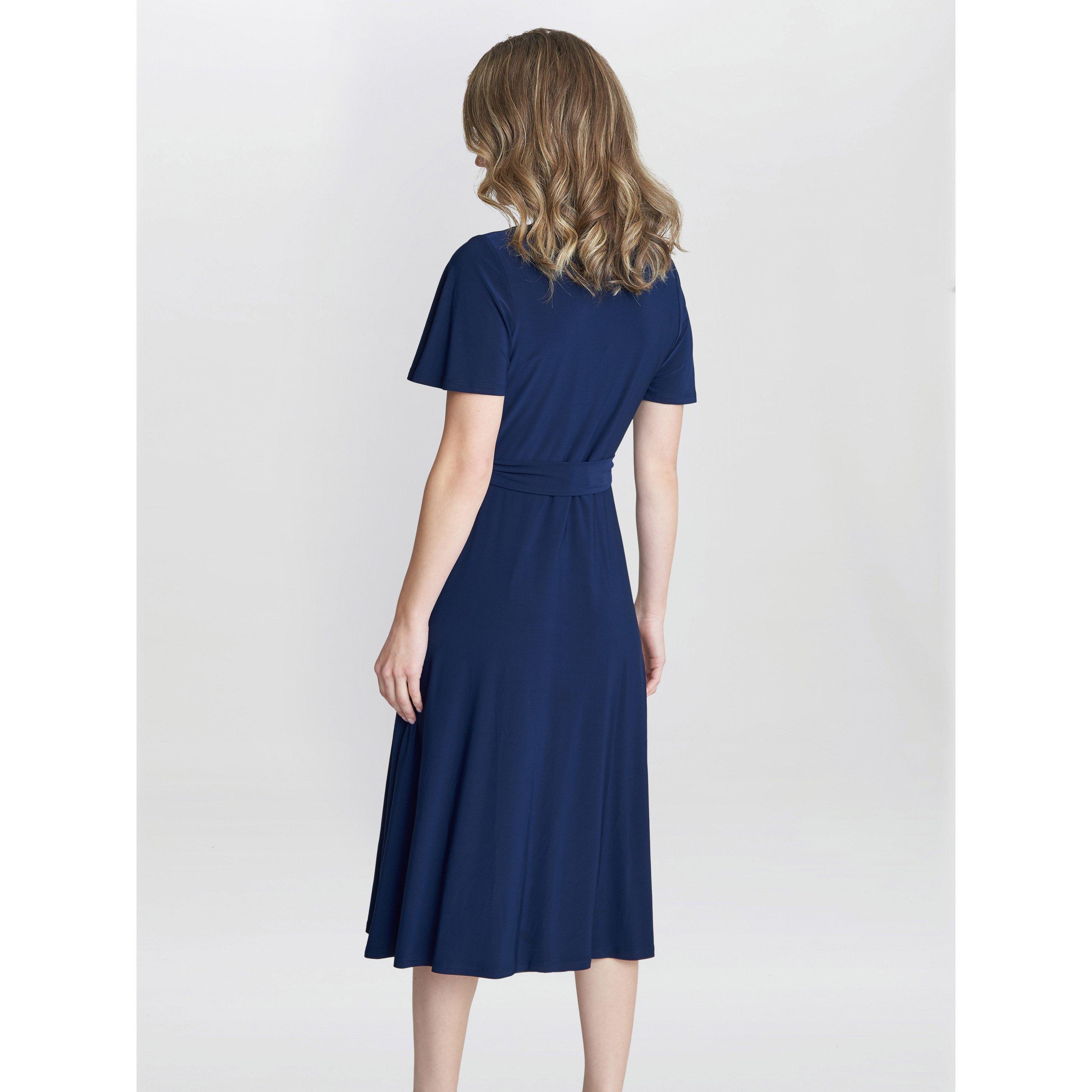 Navy - Gina Bacconi - Donna Jersey Dress With Tie Belt - 2