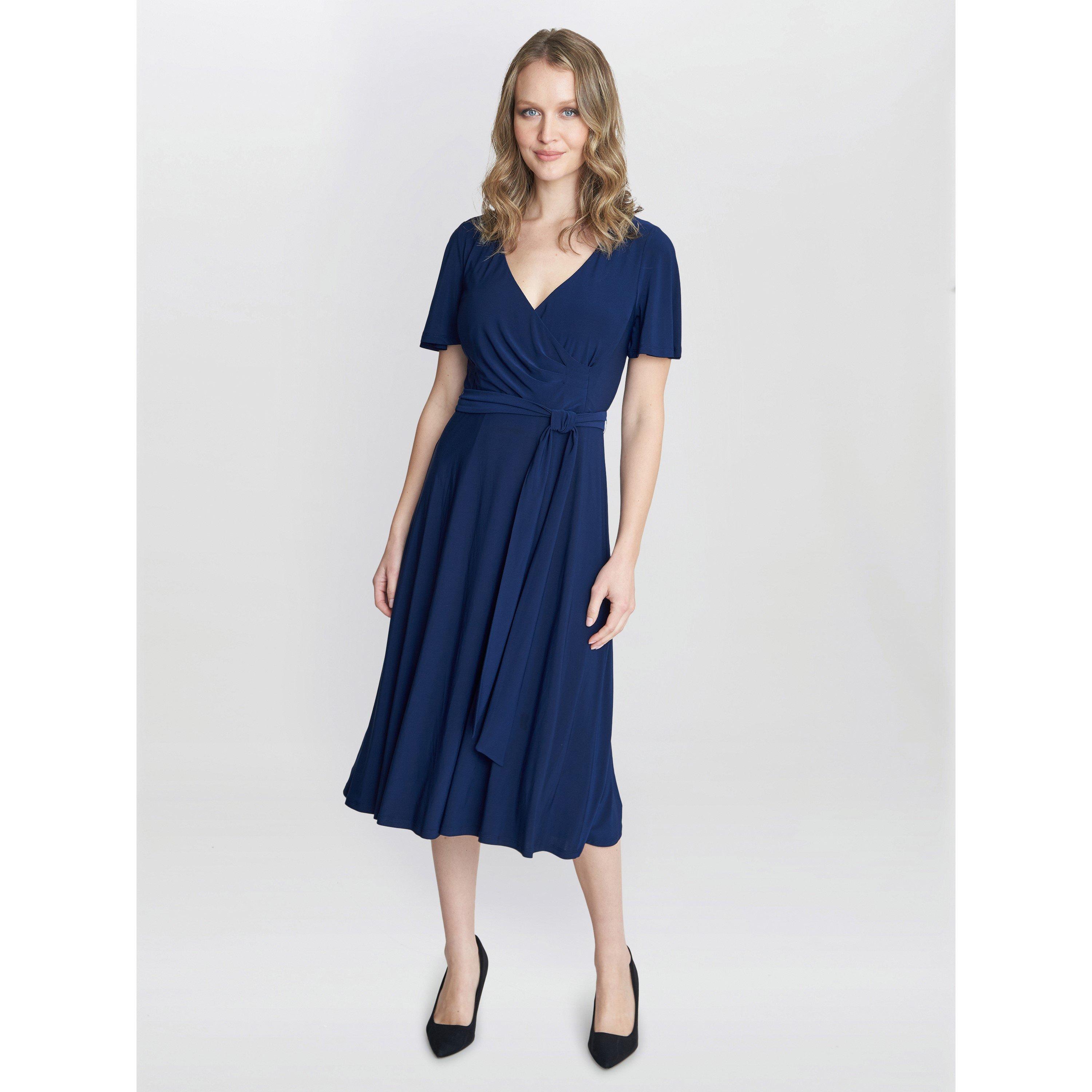 Navy - Gina Bacconi - Donna Jersey Dress With Tie Belt - 3