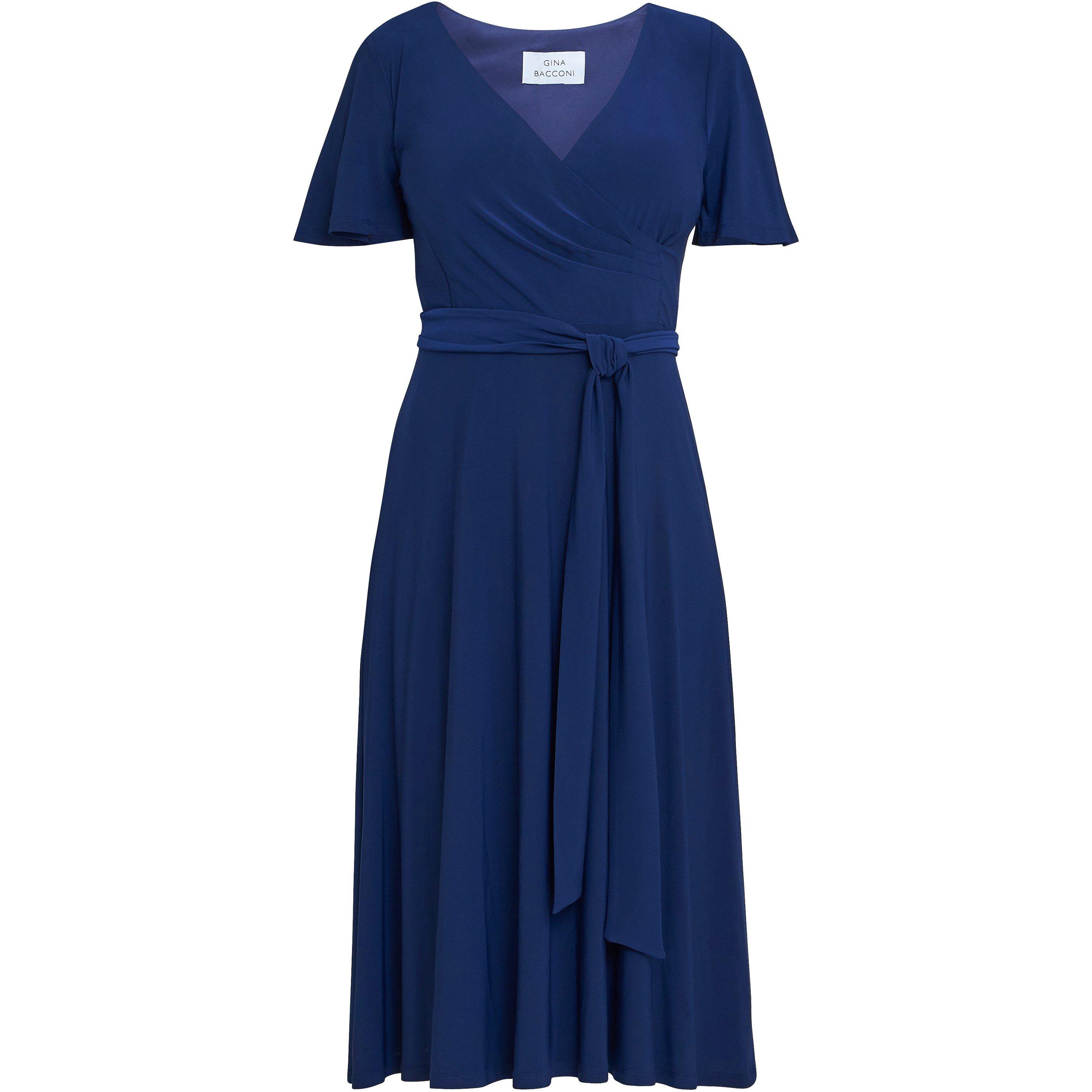 Navy - Gina Bacconi - Donna Jersey Dress With Tie Belt - 4