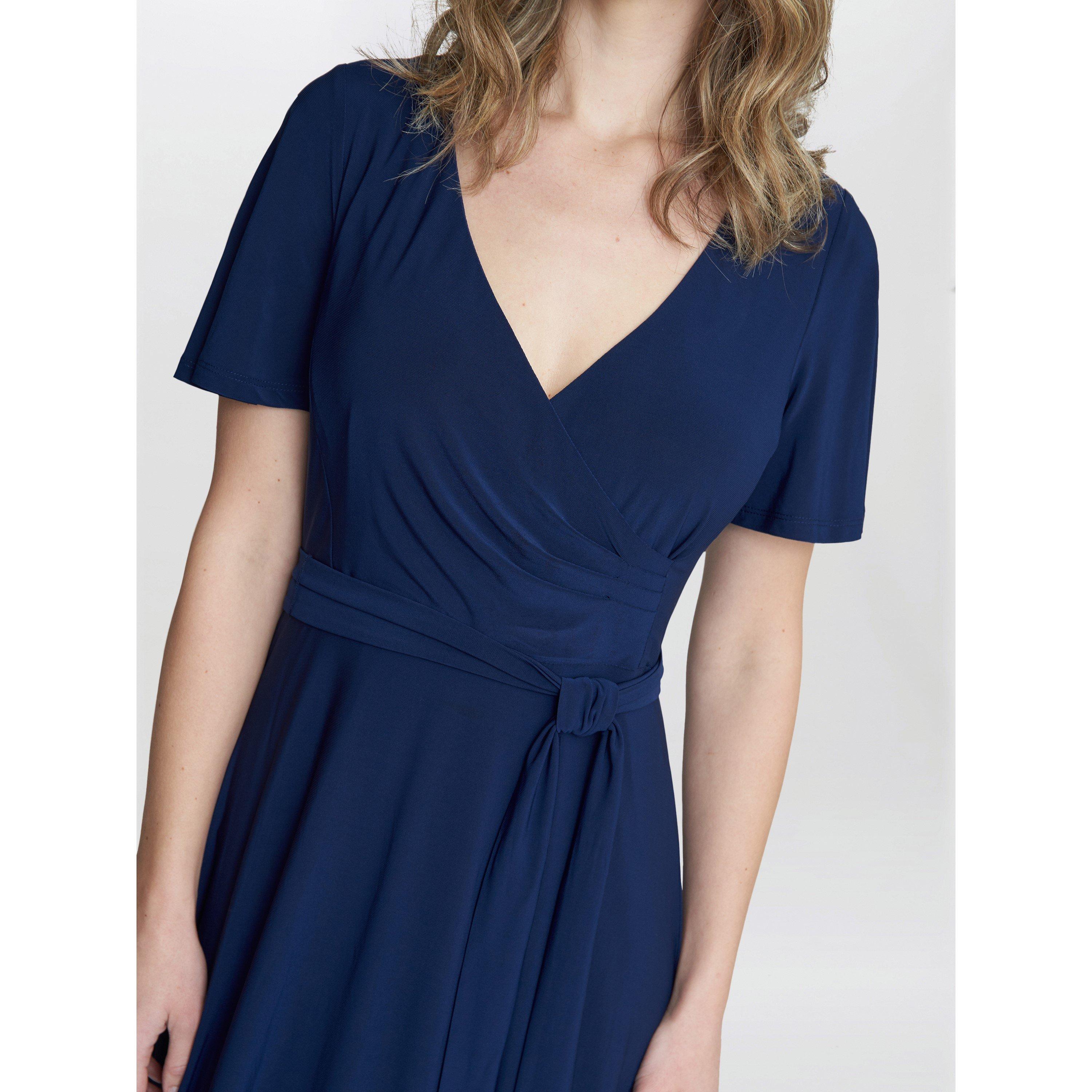 Navy - Gina Bacconi - Donna Jersey Dress With Tie Belt - 5