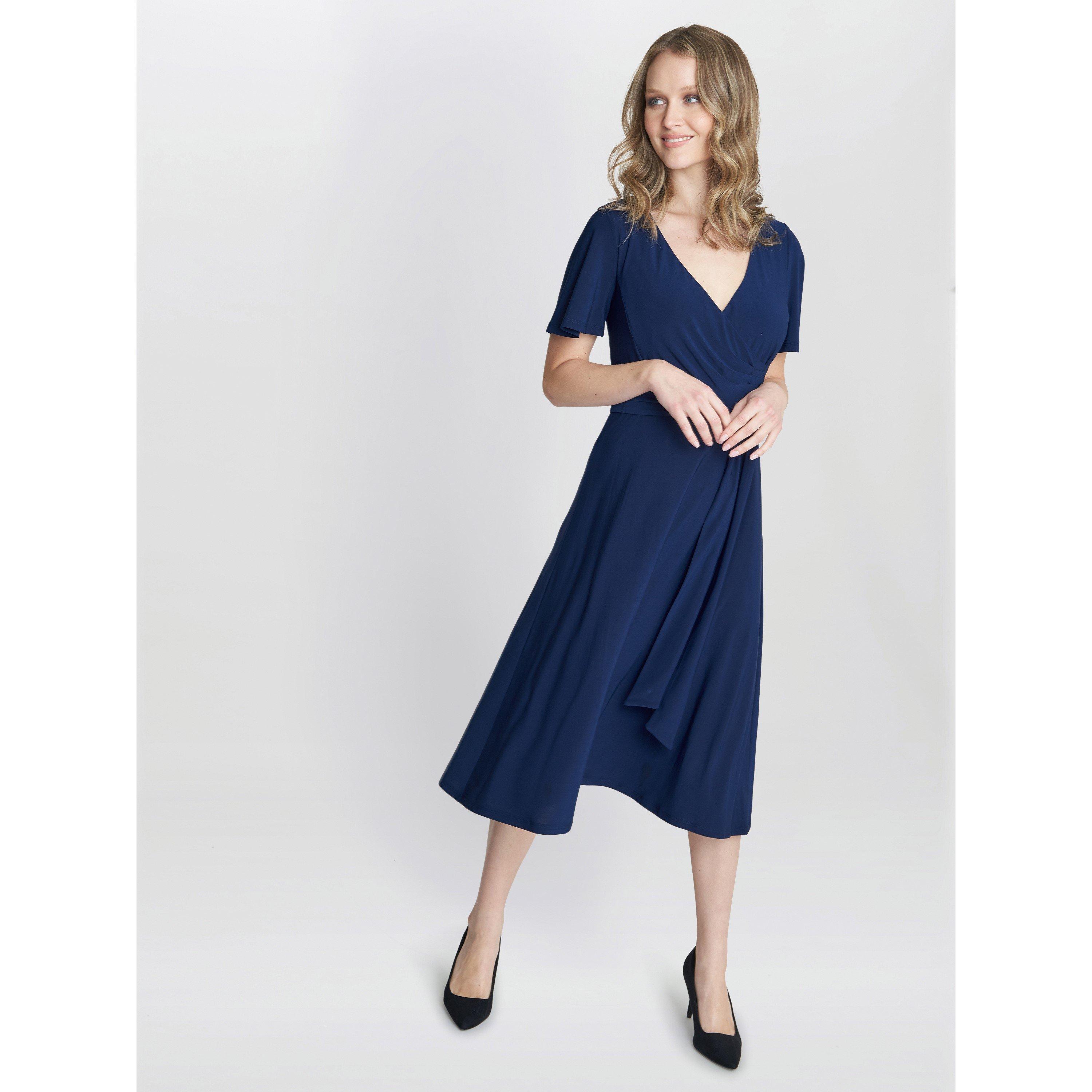 Navy - Gina Bacconi - Donna Jersey Dress With Tie Belt - 6