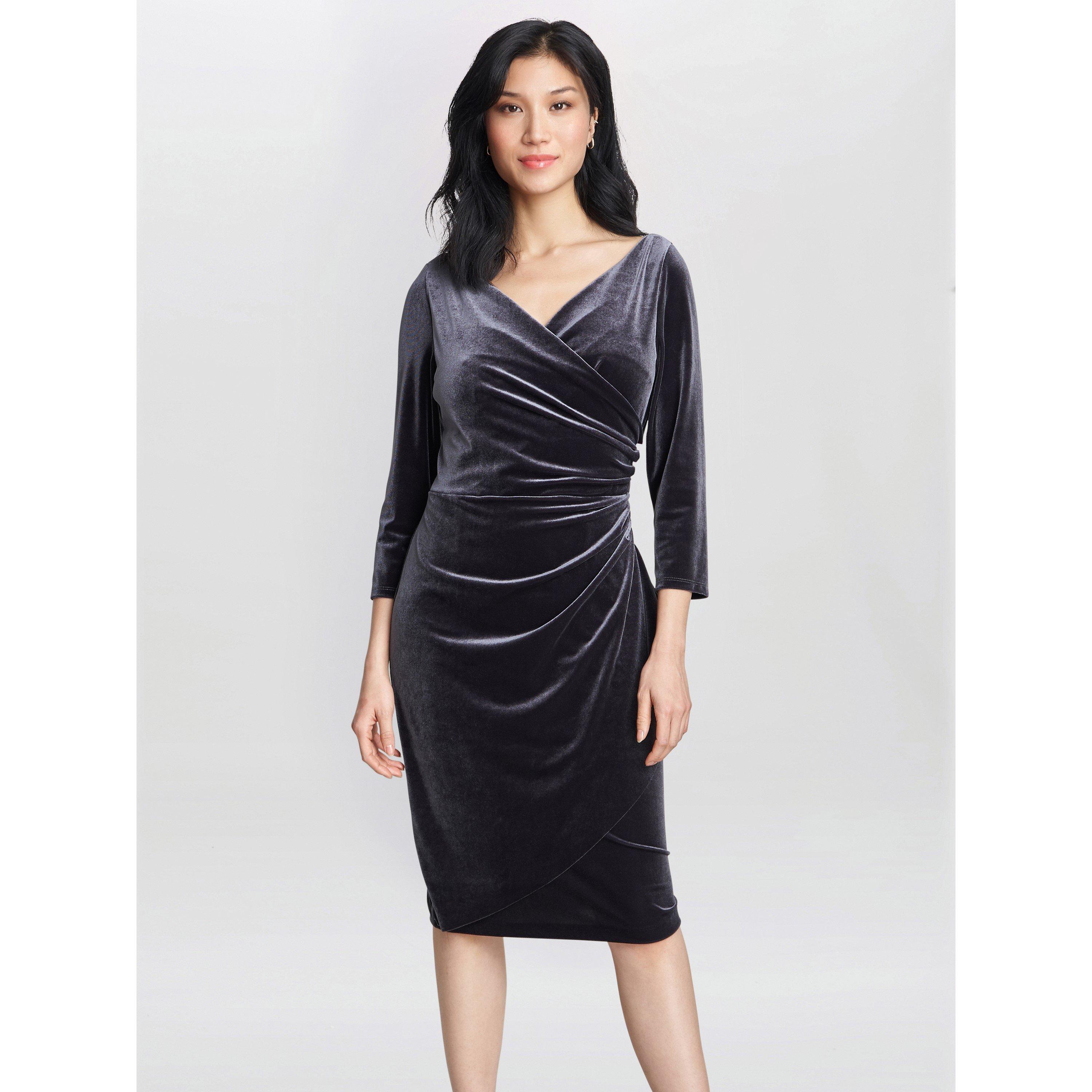 Grey - Gina Bacconi - Zoe Velvet Wrap Dress - 2