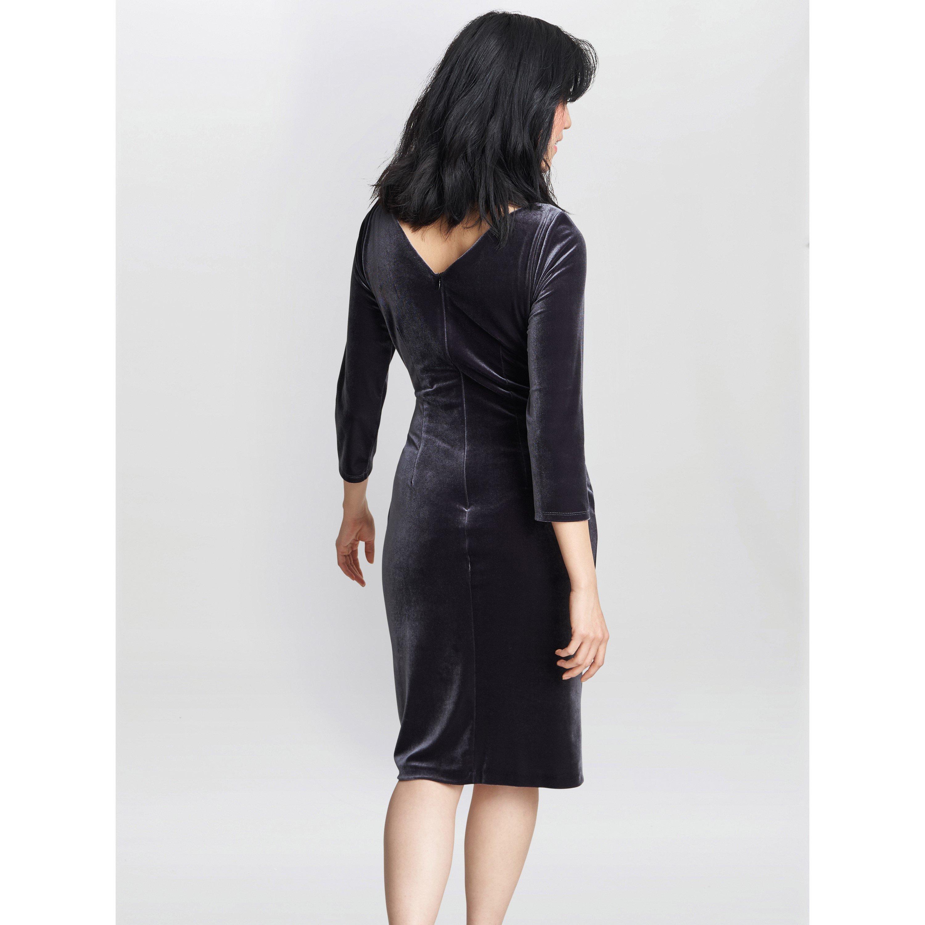 Grey - Gina Bacconi - Zoe Velvet Wrap Dress - 3