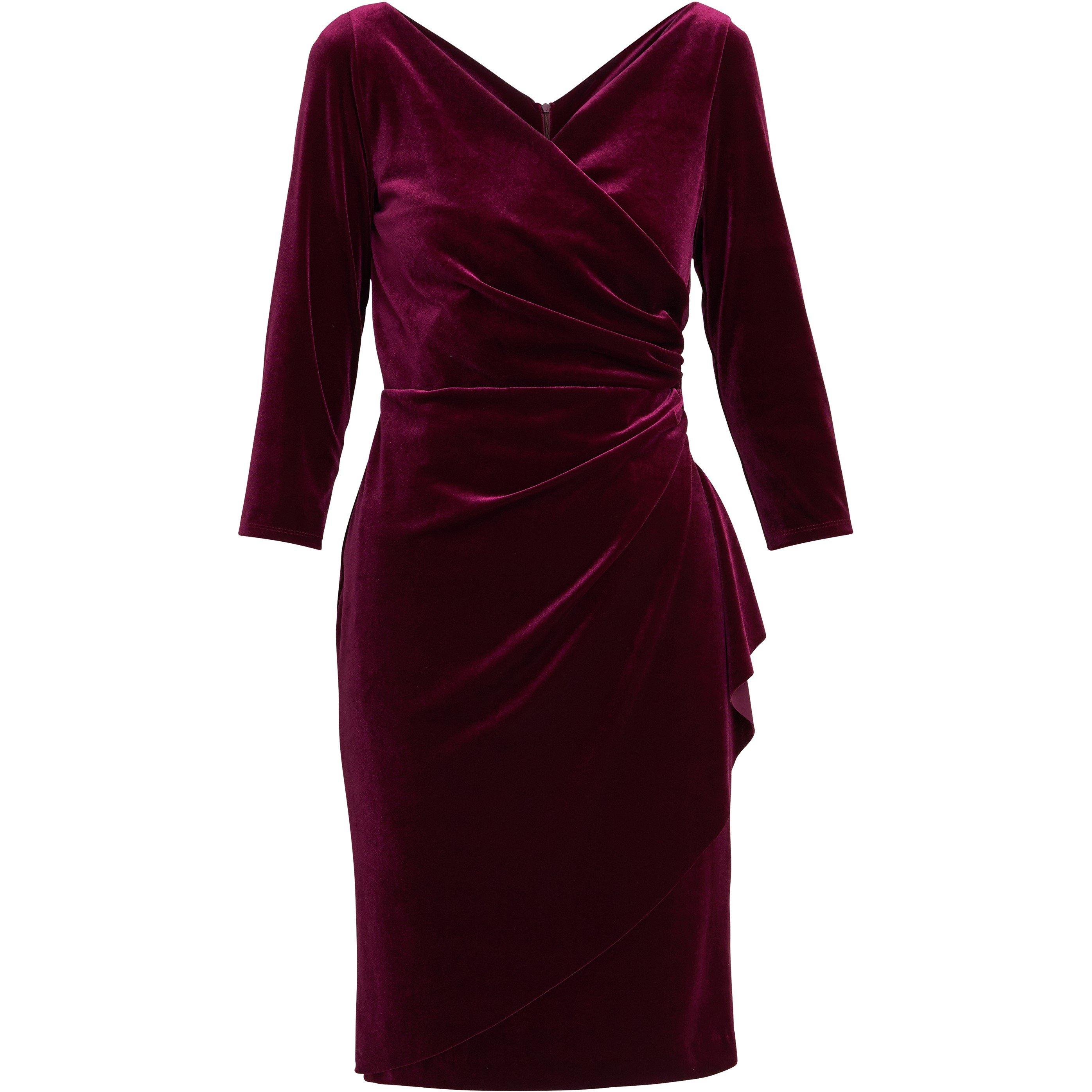 Gina Bacconi Women's Zoe Velvet Wrap Dress - Wine - 14