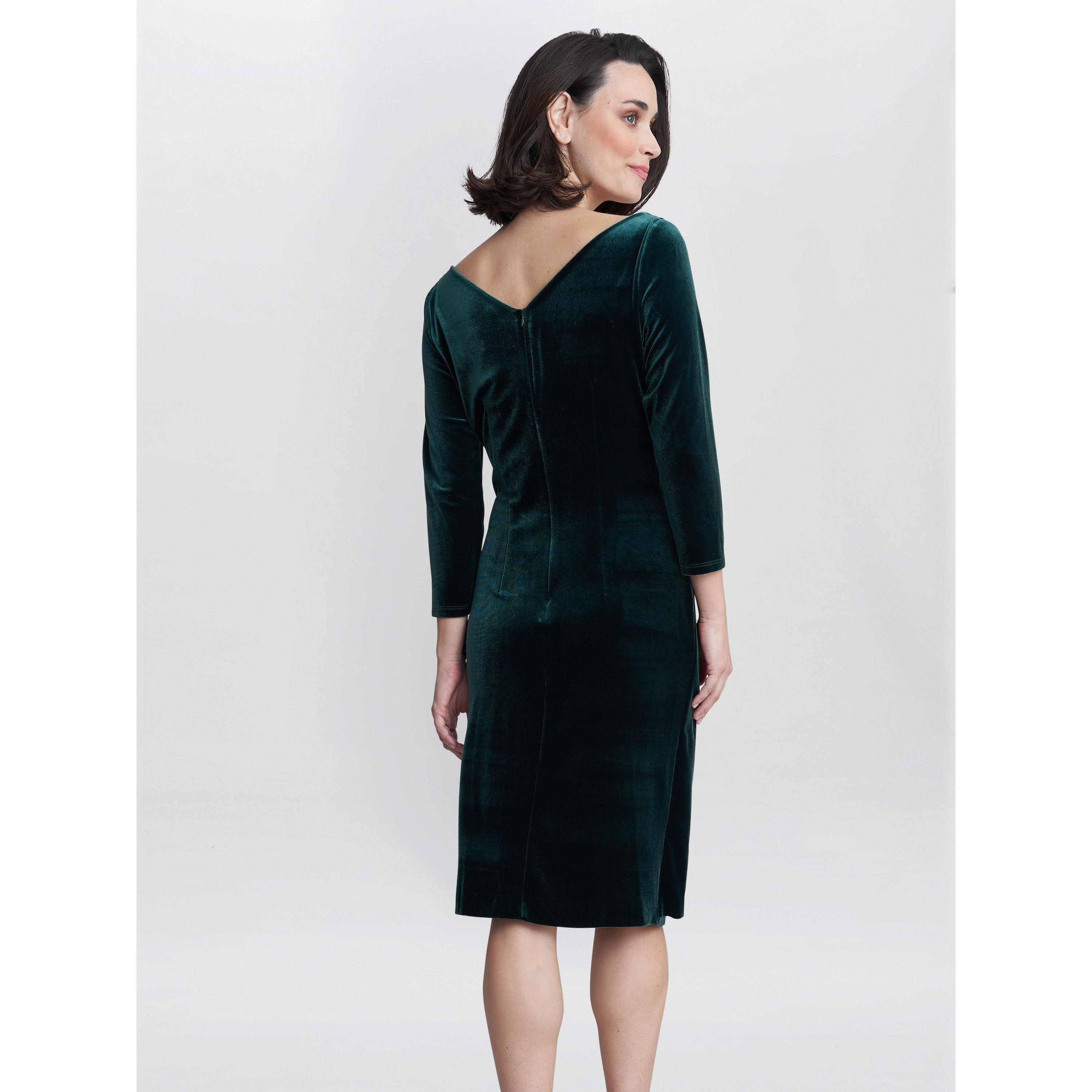 Green - Gina Bacconi - Zoe Velvet Wrap Dress - 2
