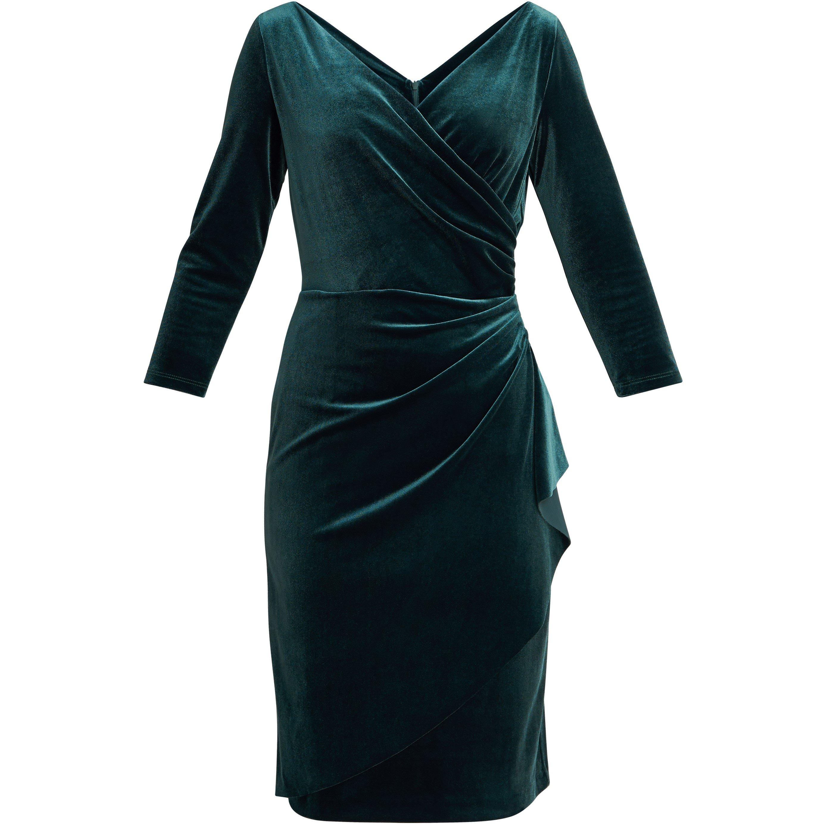 Green - Gina Bacconi - Zoe Velvet Wrap Dress - 4