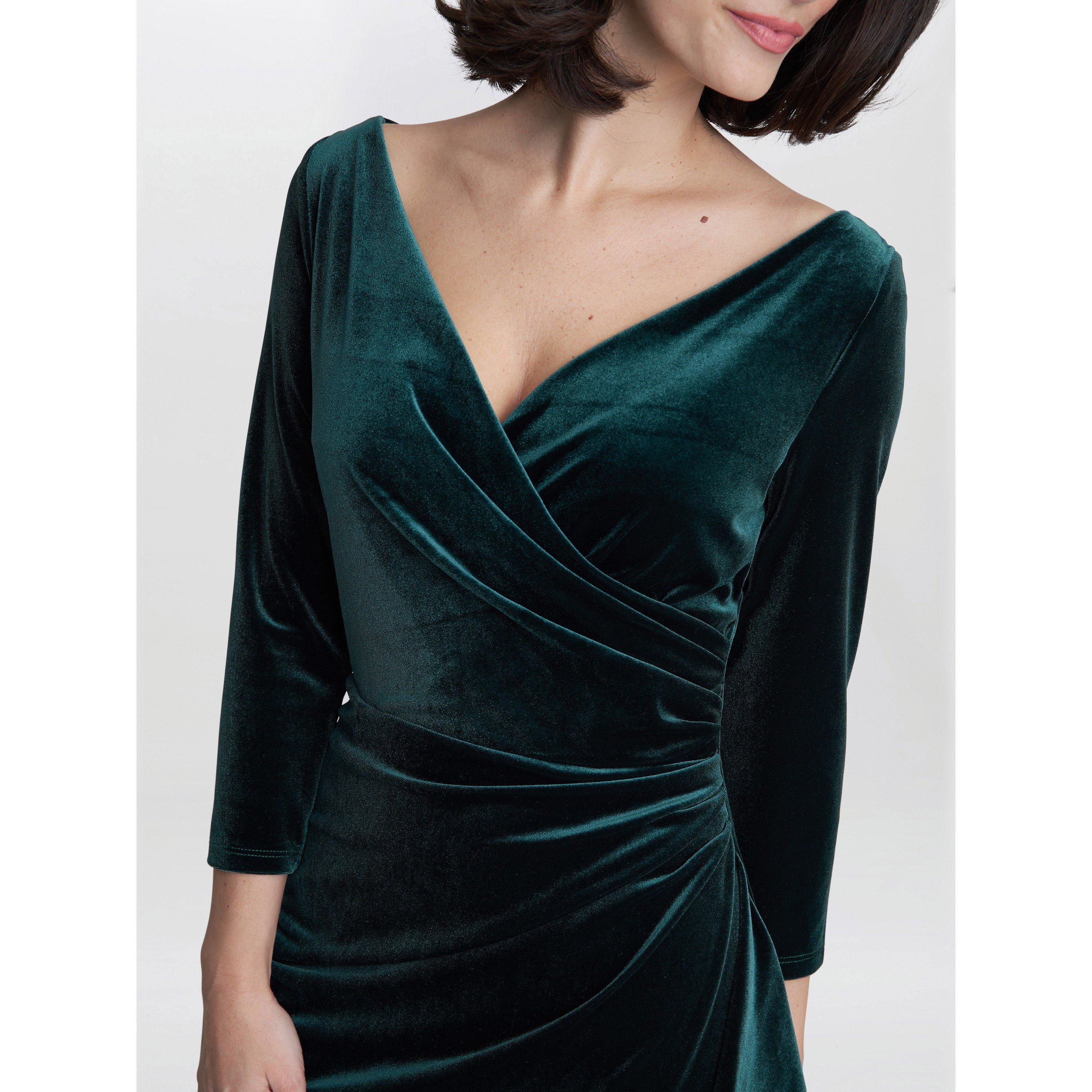 Green - Gina Bacconi - Zoe Velvet Wrap Dress - 5