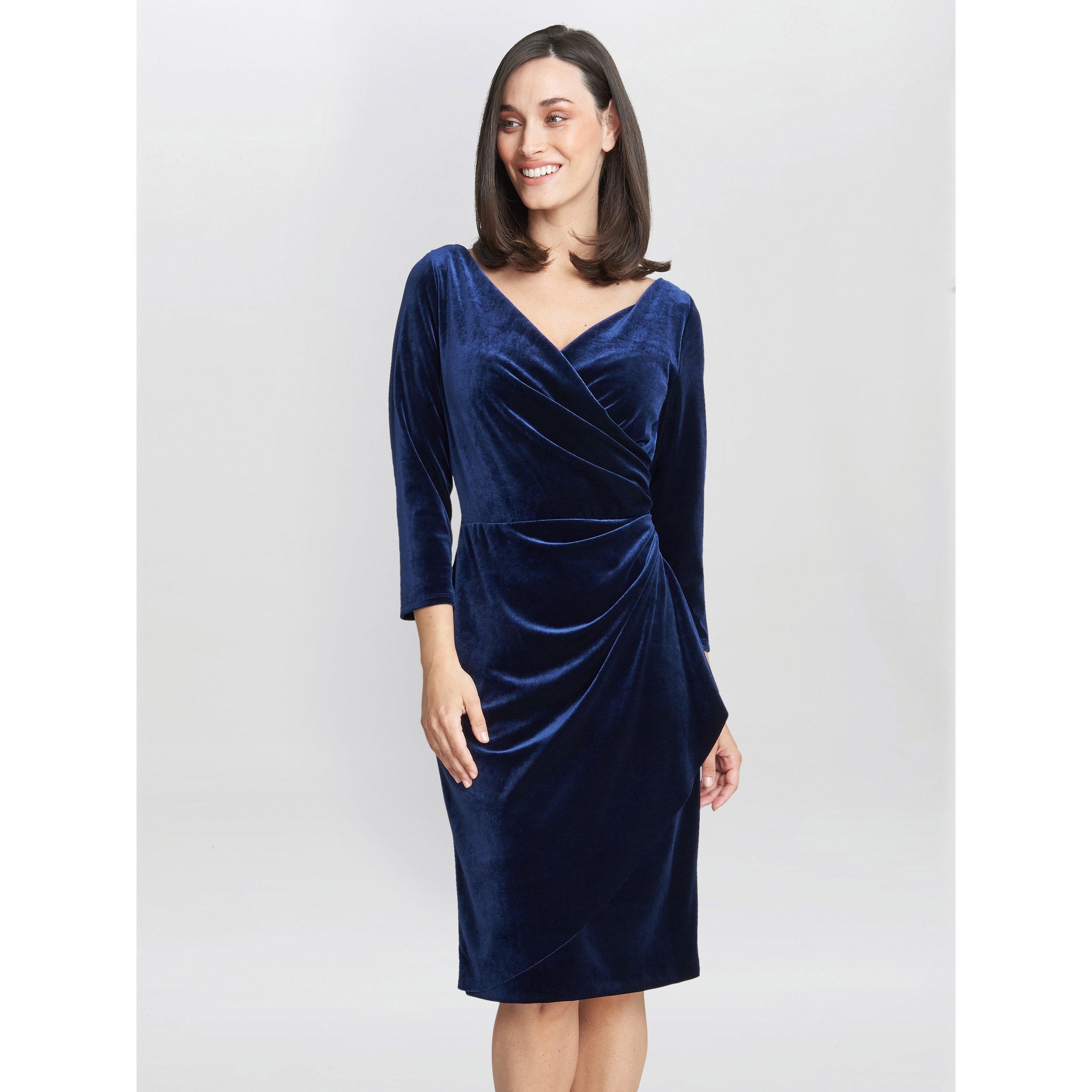 Gina Bacconi Women's Zoe Velvet Wrap Dress - Navy - 22