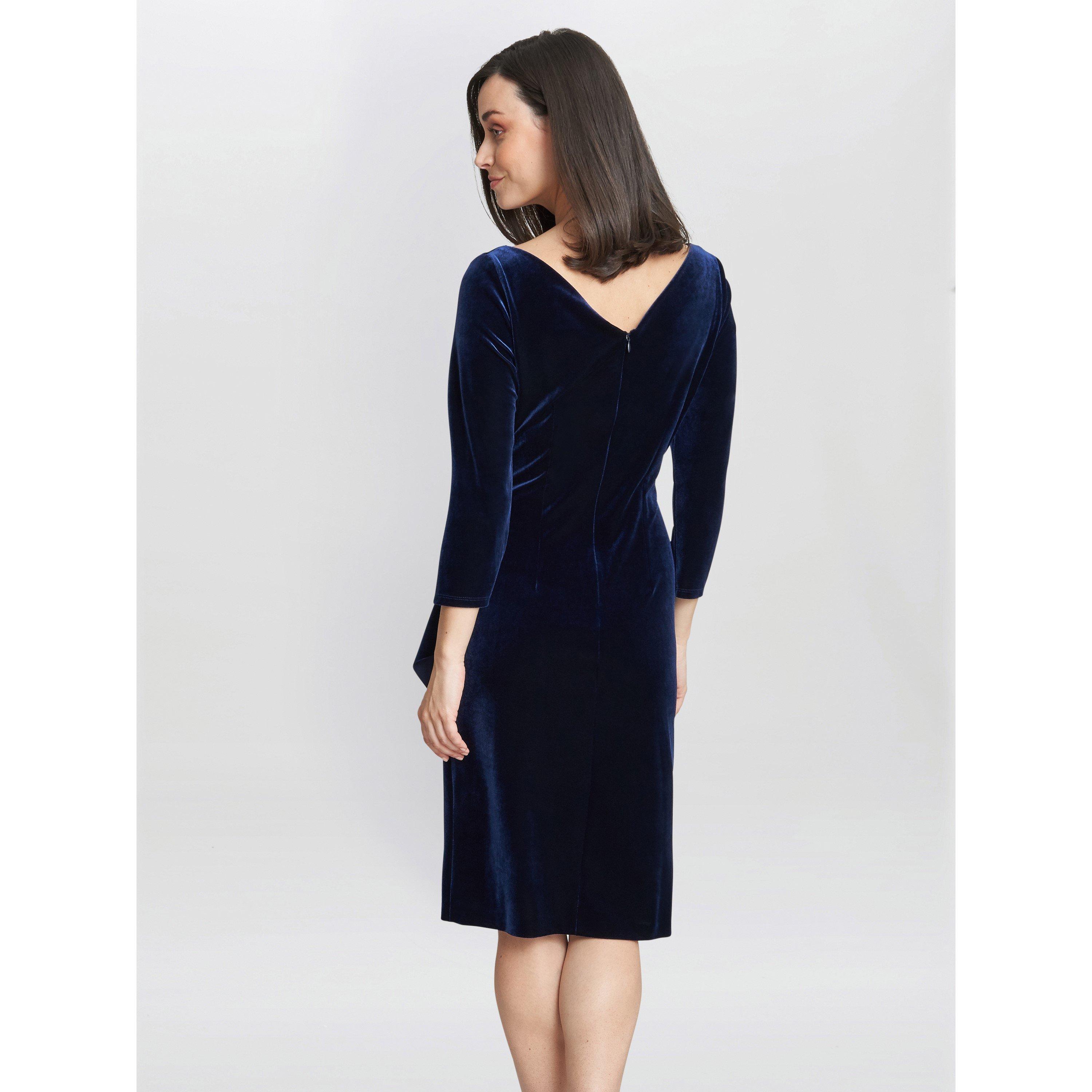 Navy - Gina Bacconi - Zoe Velvet Wrap Dress - 2