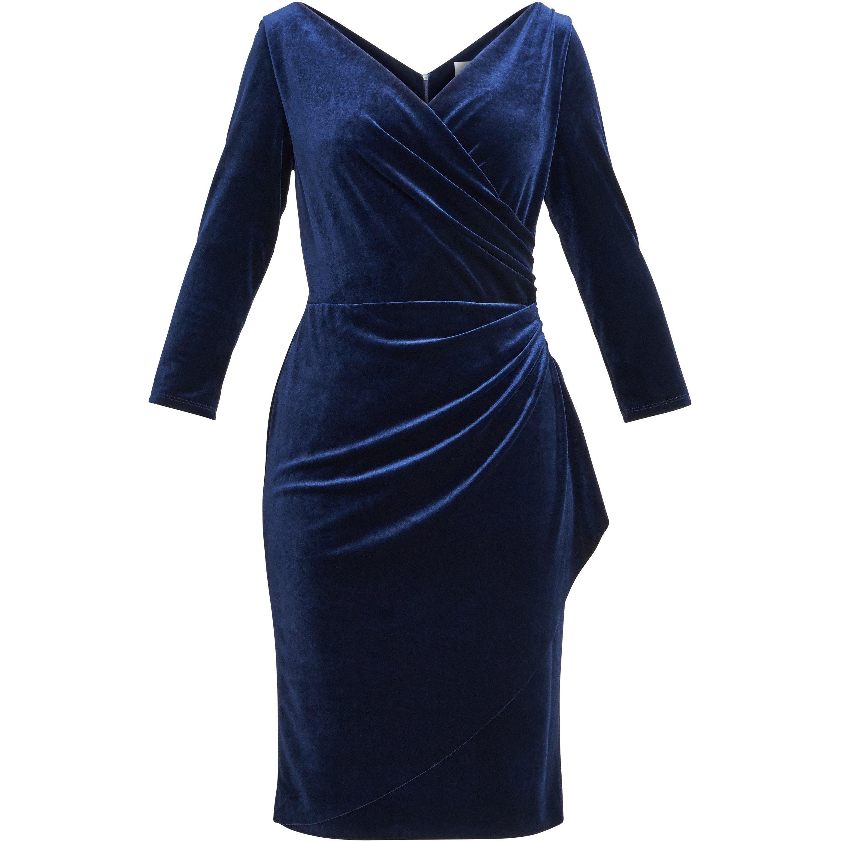 Navy - Gina Bacconi - Zoe Velvet Wrap Dress - 4