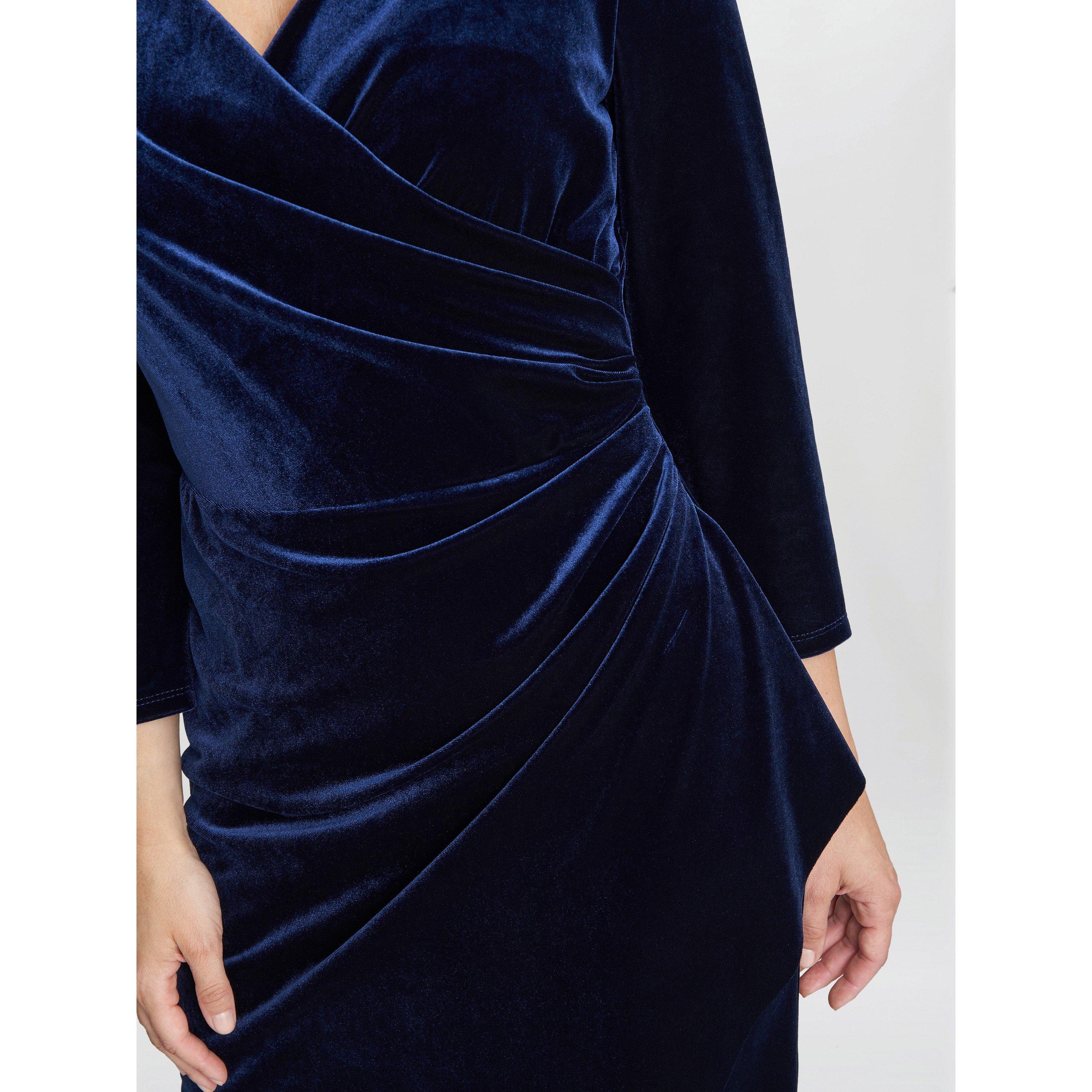 Navy - Gina Bacconi - Zoe Velvet Wrap Dress - 5