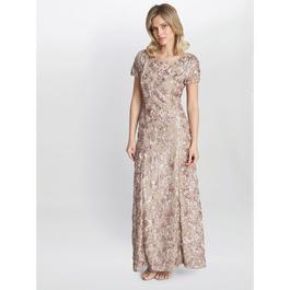 Gina Bacconi Nancy Gown With Rosette Sequin Detail