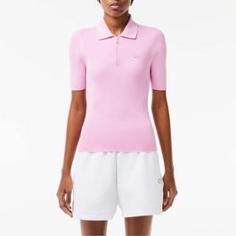 Lacoste Zip Neck Rib Knit Polo Shirt