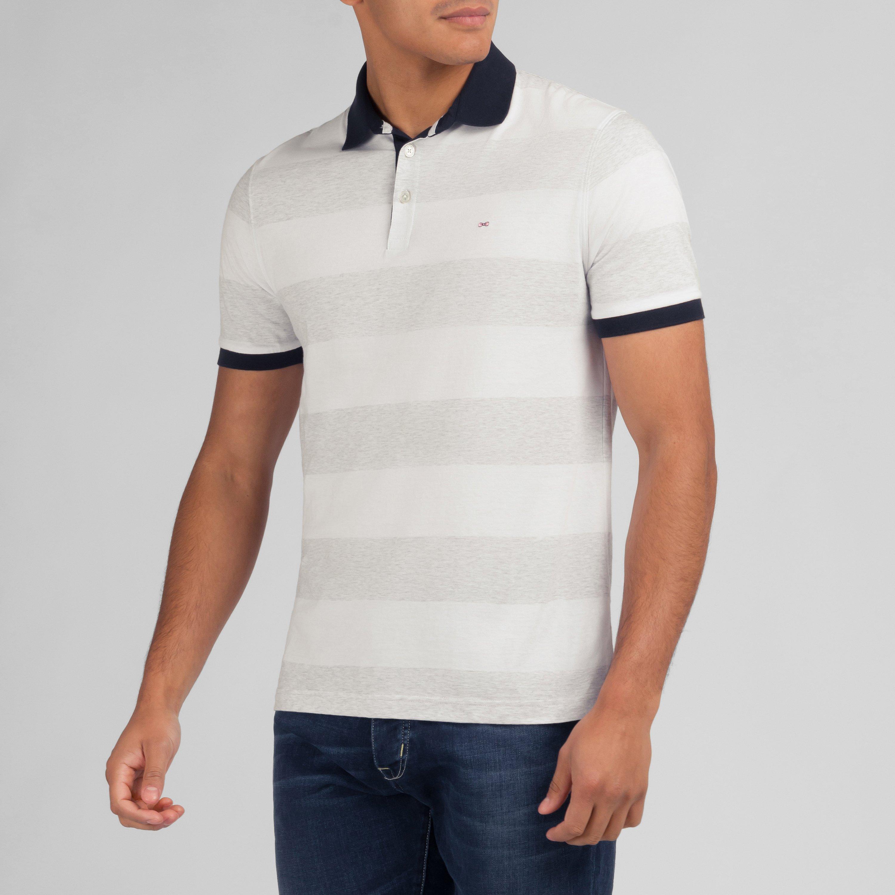 Bc - Eden Park - Beige striped short-sleeved polo shirt - 2