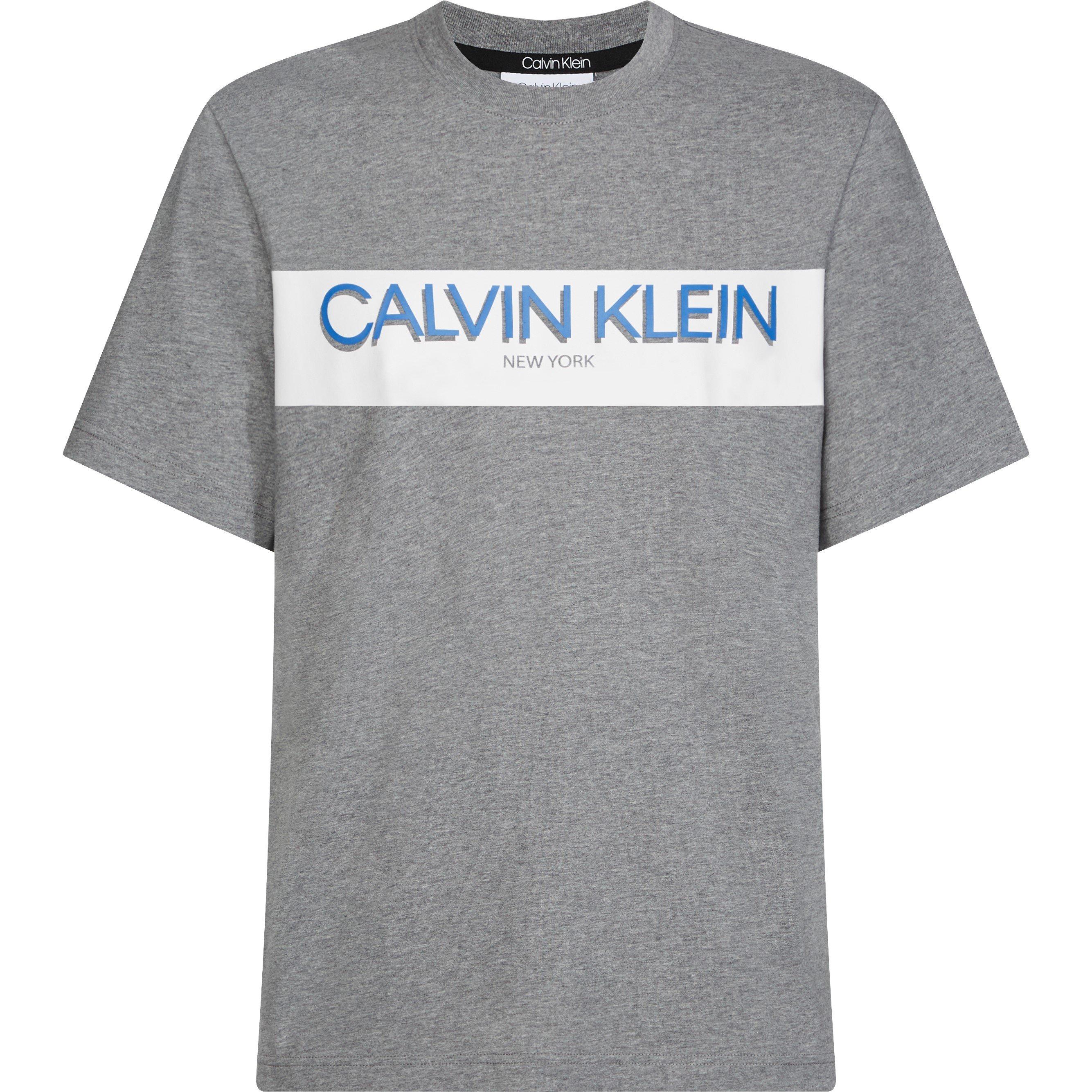 Mid Grey - Calvin Klein - Stripe Logo T-Shirt - 1
