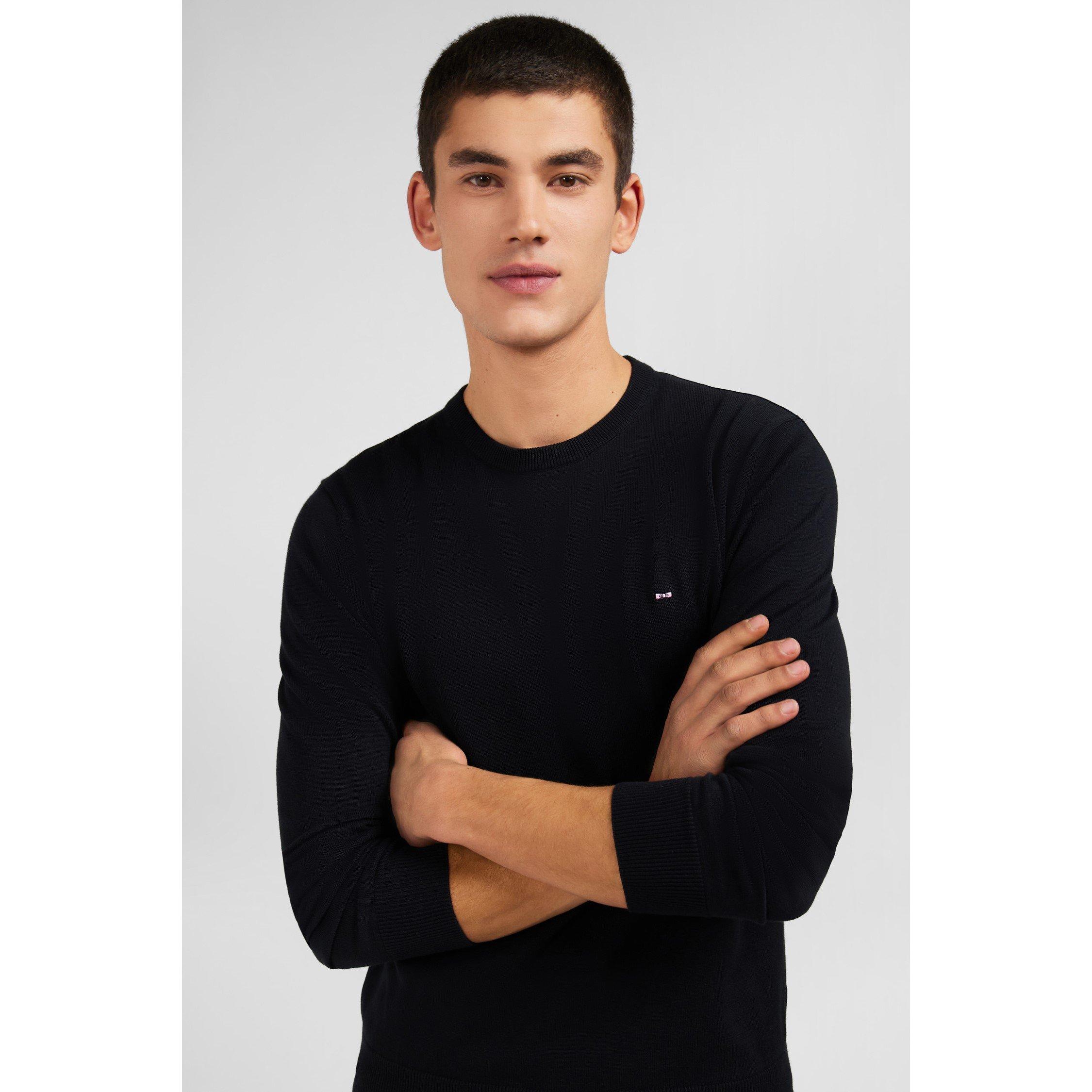Eden Park Crew Navy Blue Cotton Jumper In Blf
