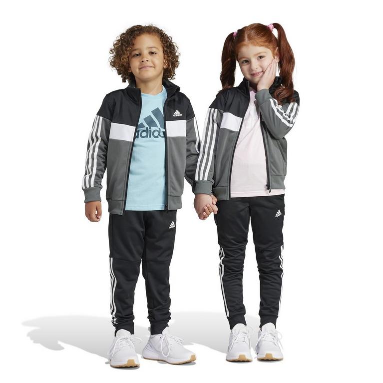 Noir/Gris/Blanc - adidas - Tiberio 3-Stripes Colorblock Shiny Tracksuit Kids - 9