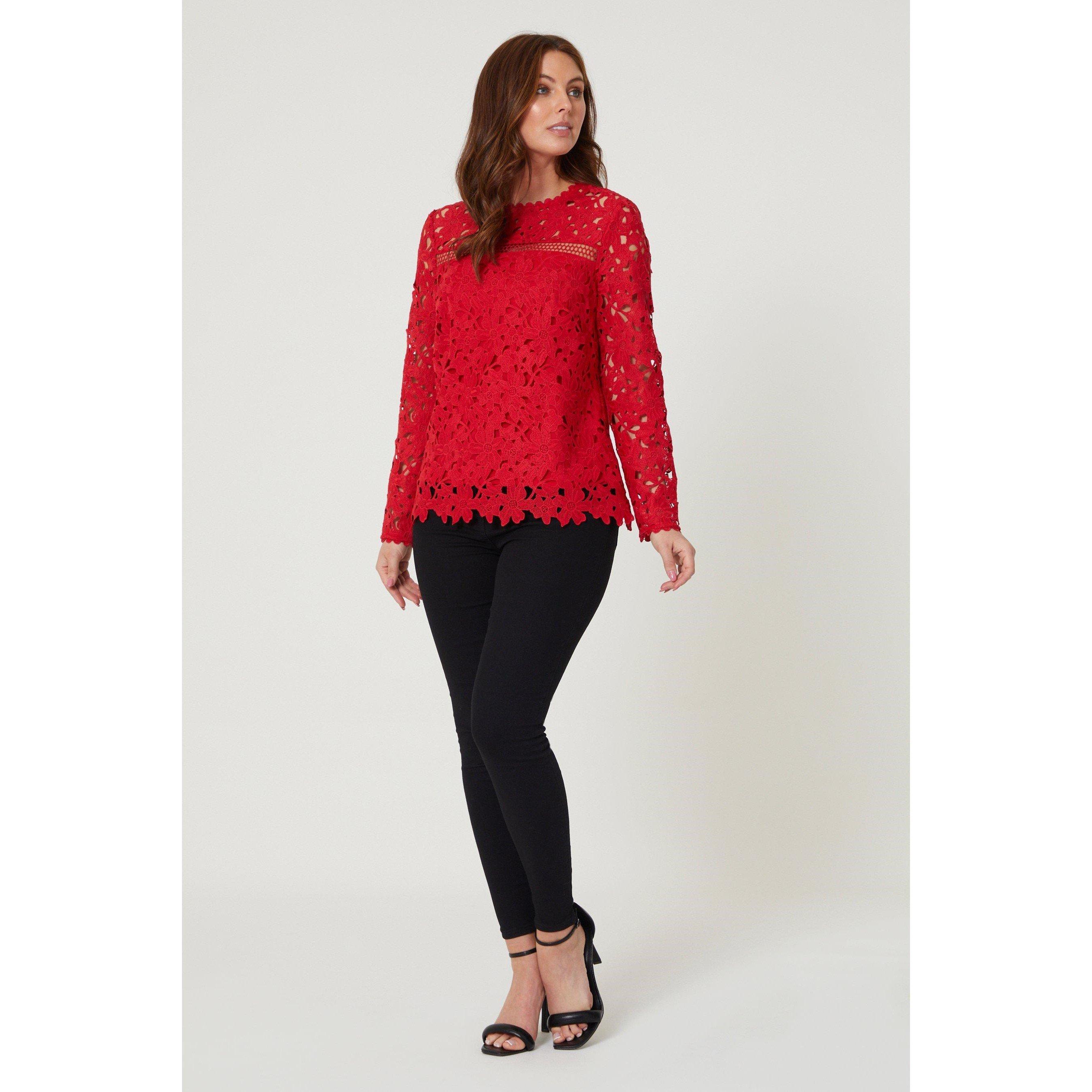 Burgundy - Be You - Long Sleeve Lace Top - 2