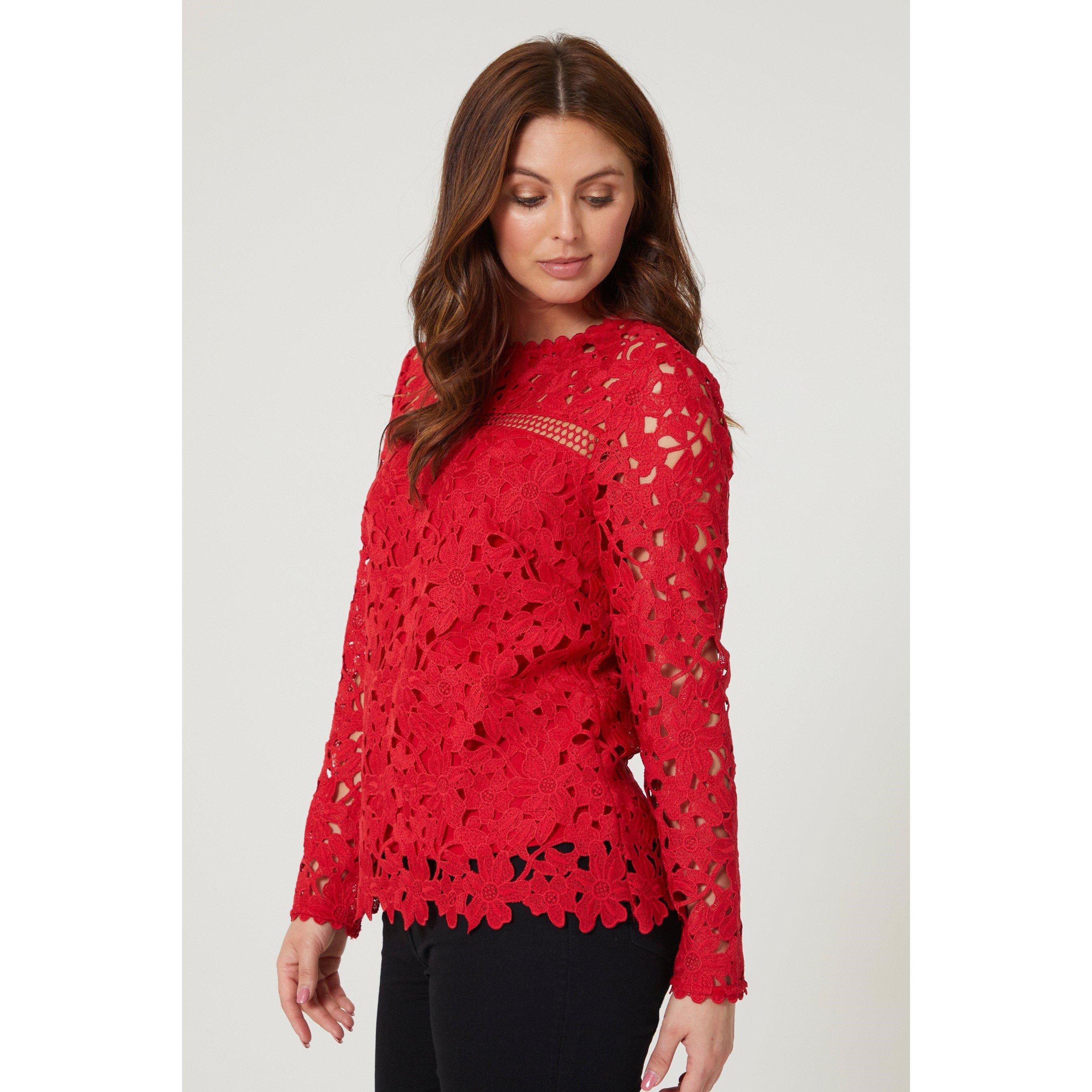 Burgundy - Be You - Long Sleeve Lace Top - 3