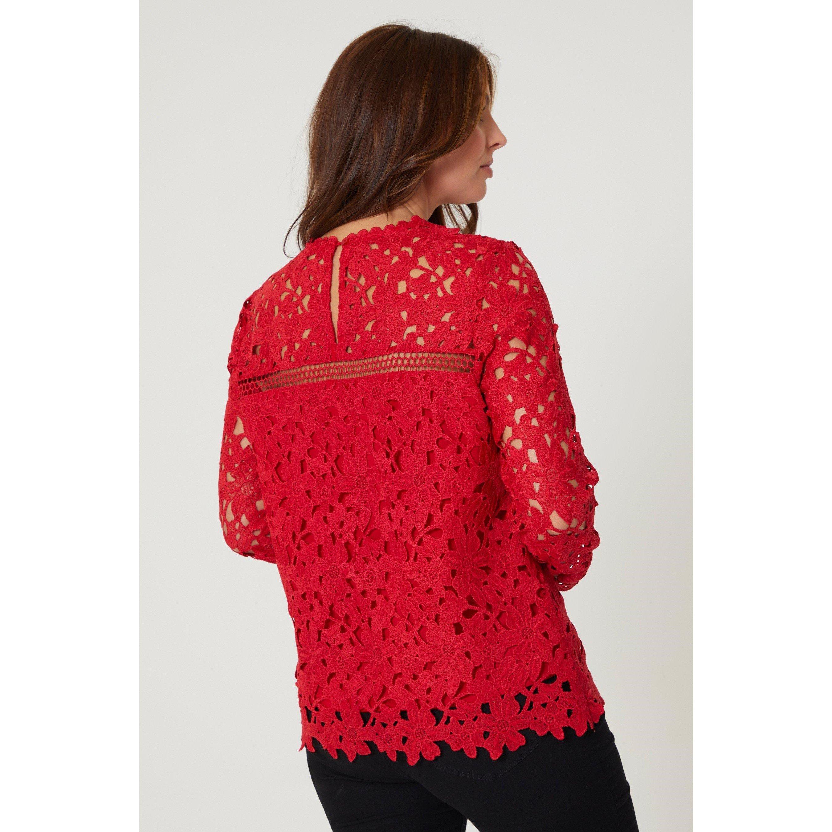 Burgundy - Be You - Long Sleeve Lace Top - 4