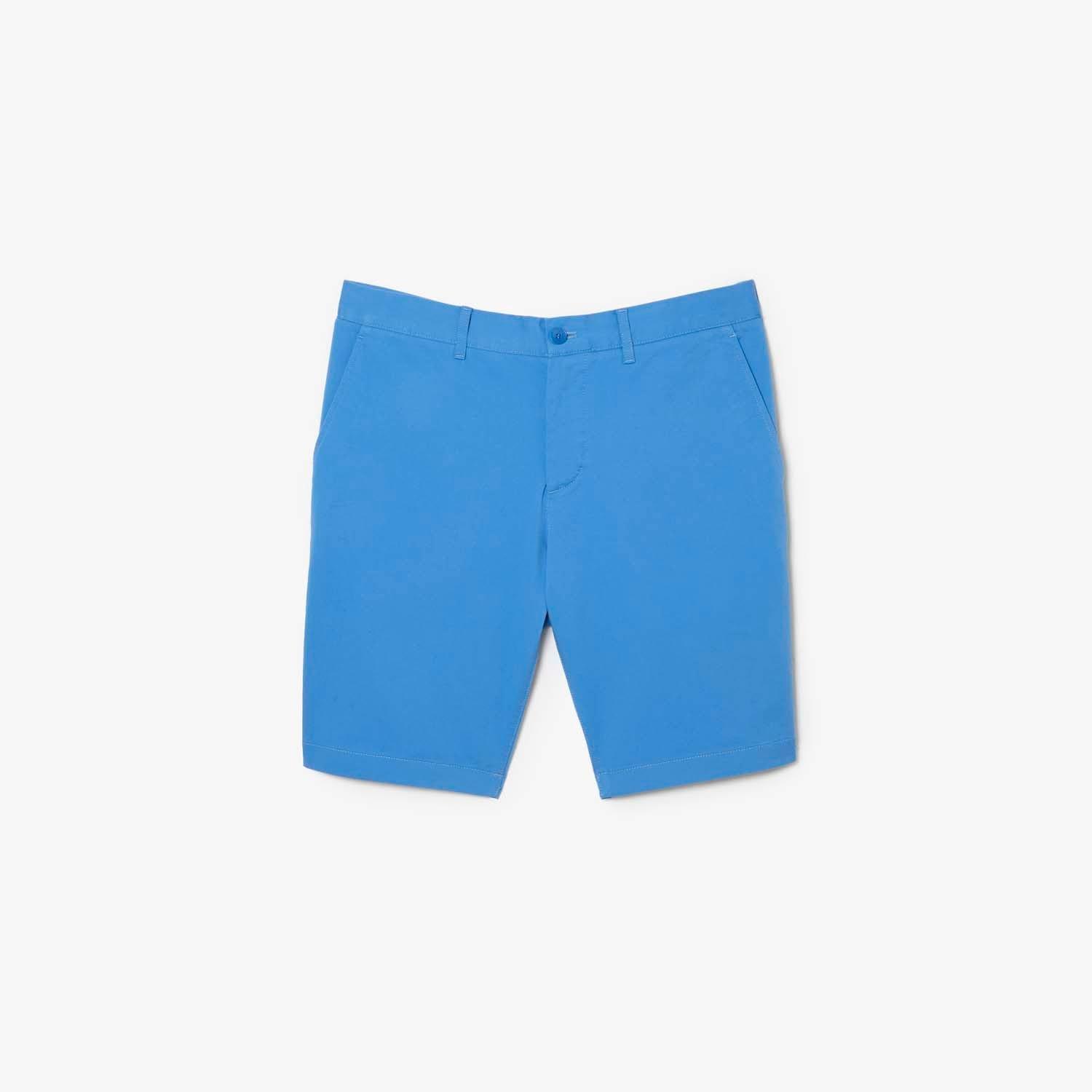 Blue - Lacoste - Slim Fit Stretch Cotton Bermuda Shorts - 3