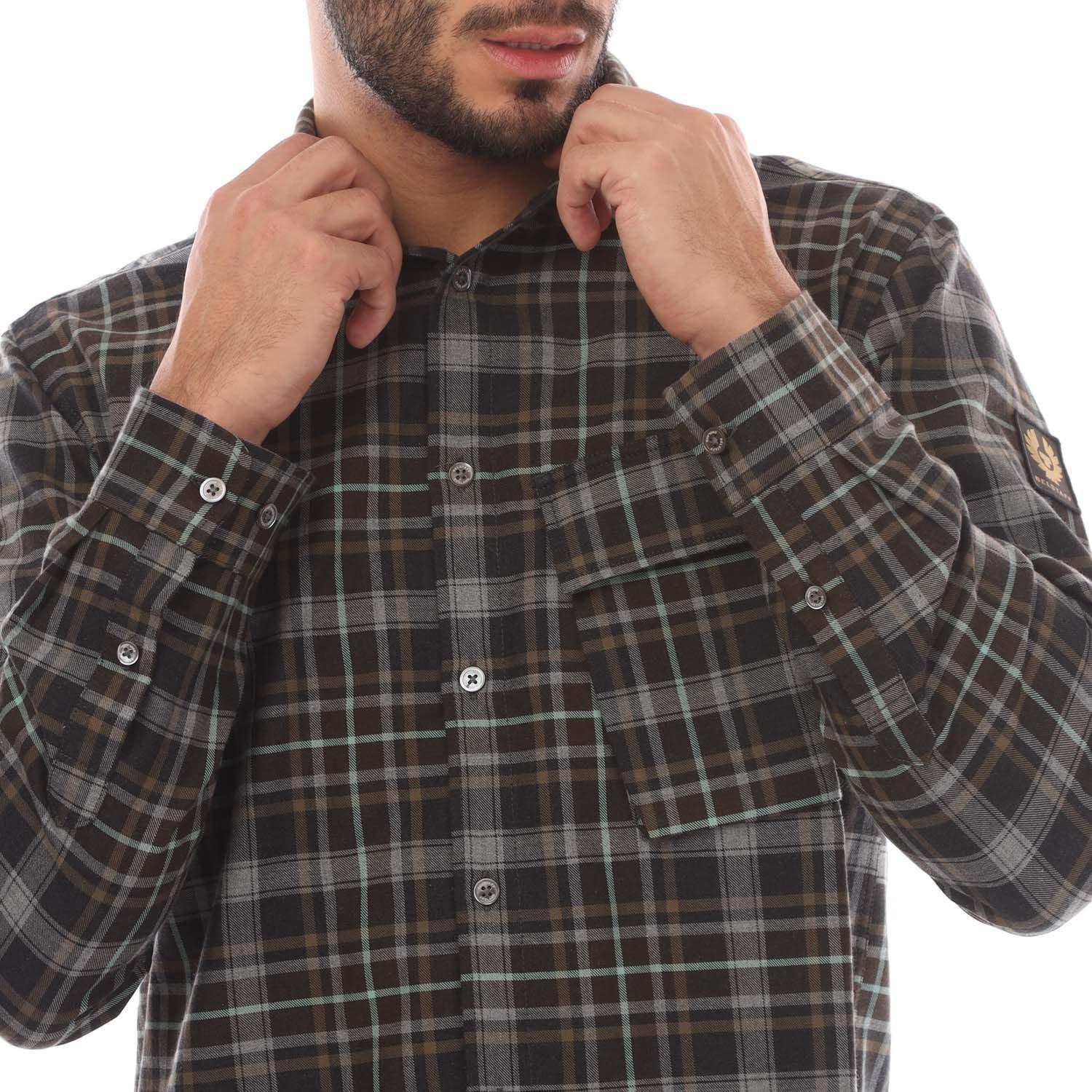 Charcoal - Belstaff - Shadow Plaid Cotton Scale Shirt - 3