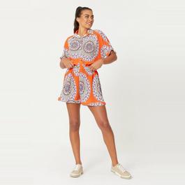 Be You BY Pleated Print Shirt and Short Co Ord Set Womens