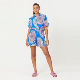 Be You BY Pleated Print Shirt and Short Co Ord Set Womens