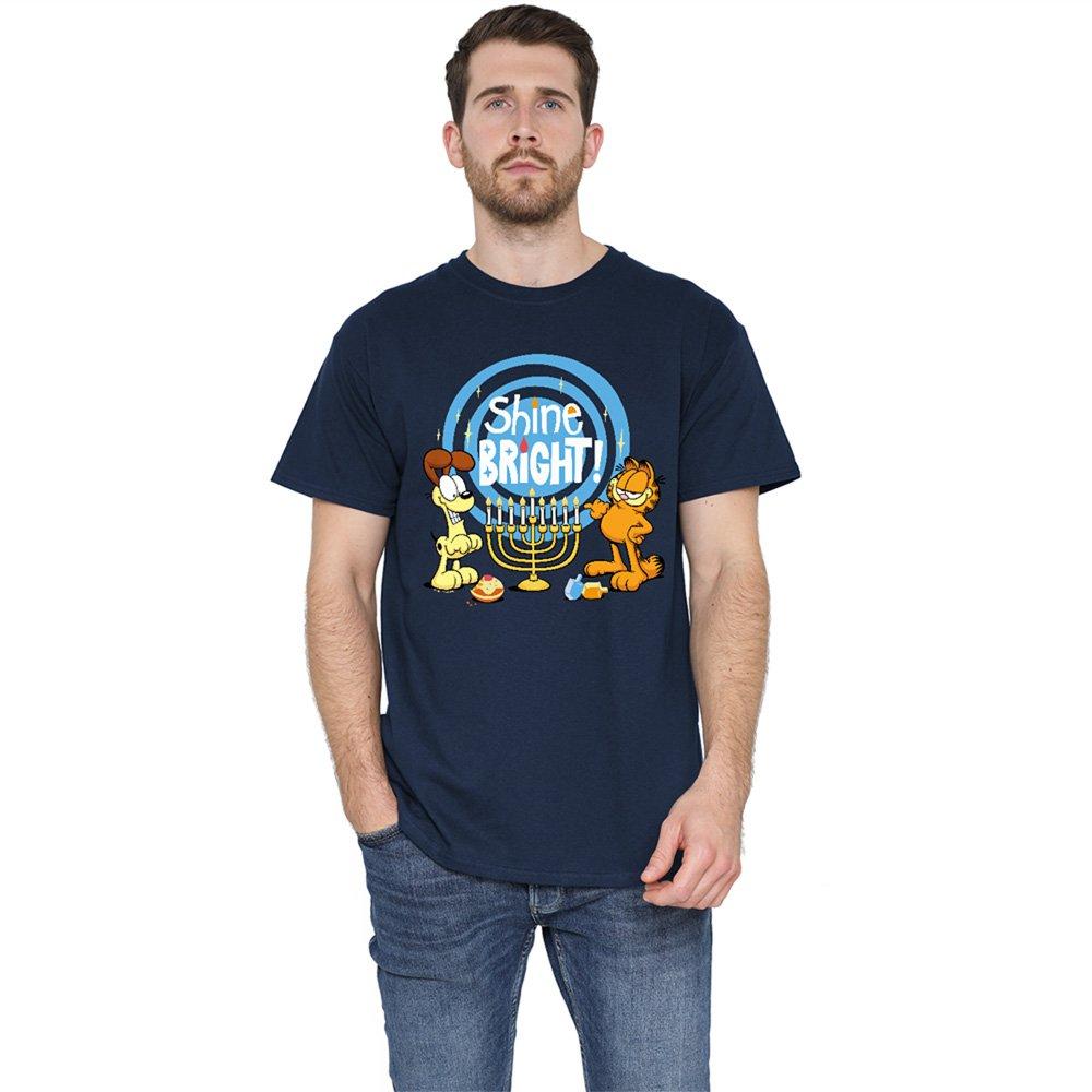Navy - Garfield - Garfield And Odie Shine Bright For Hanukkah T Shir - 1