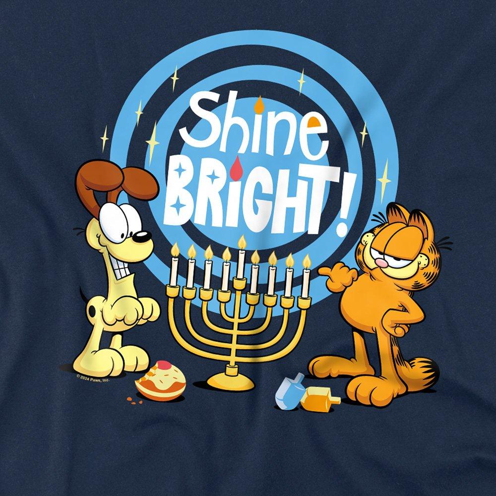Navy - Garfield - Garfield And Odie Shine Bright For Hanukkah T Shir - 2