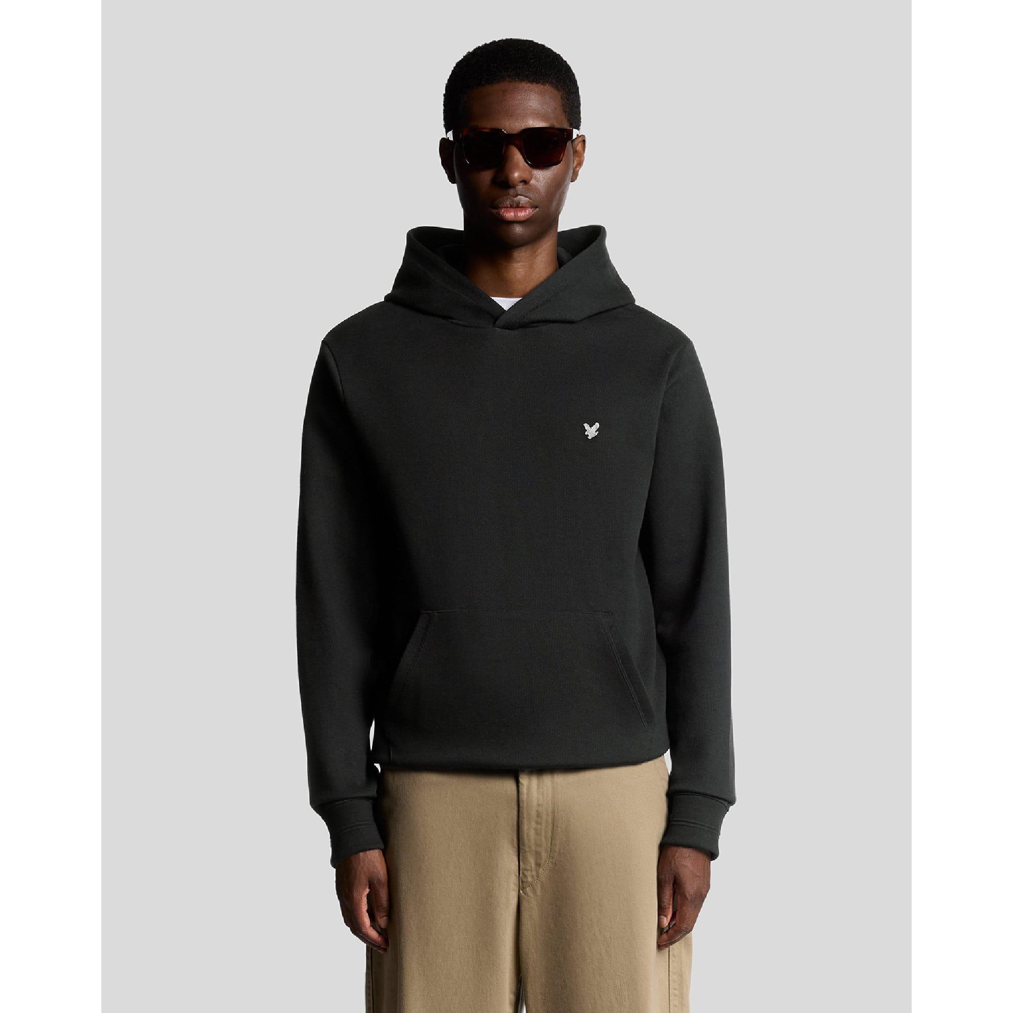 Black - Lyle and Scott - Diagonal Weave Hoodie - 1