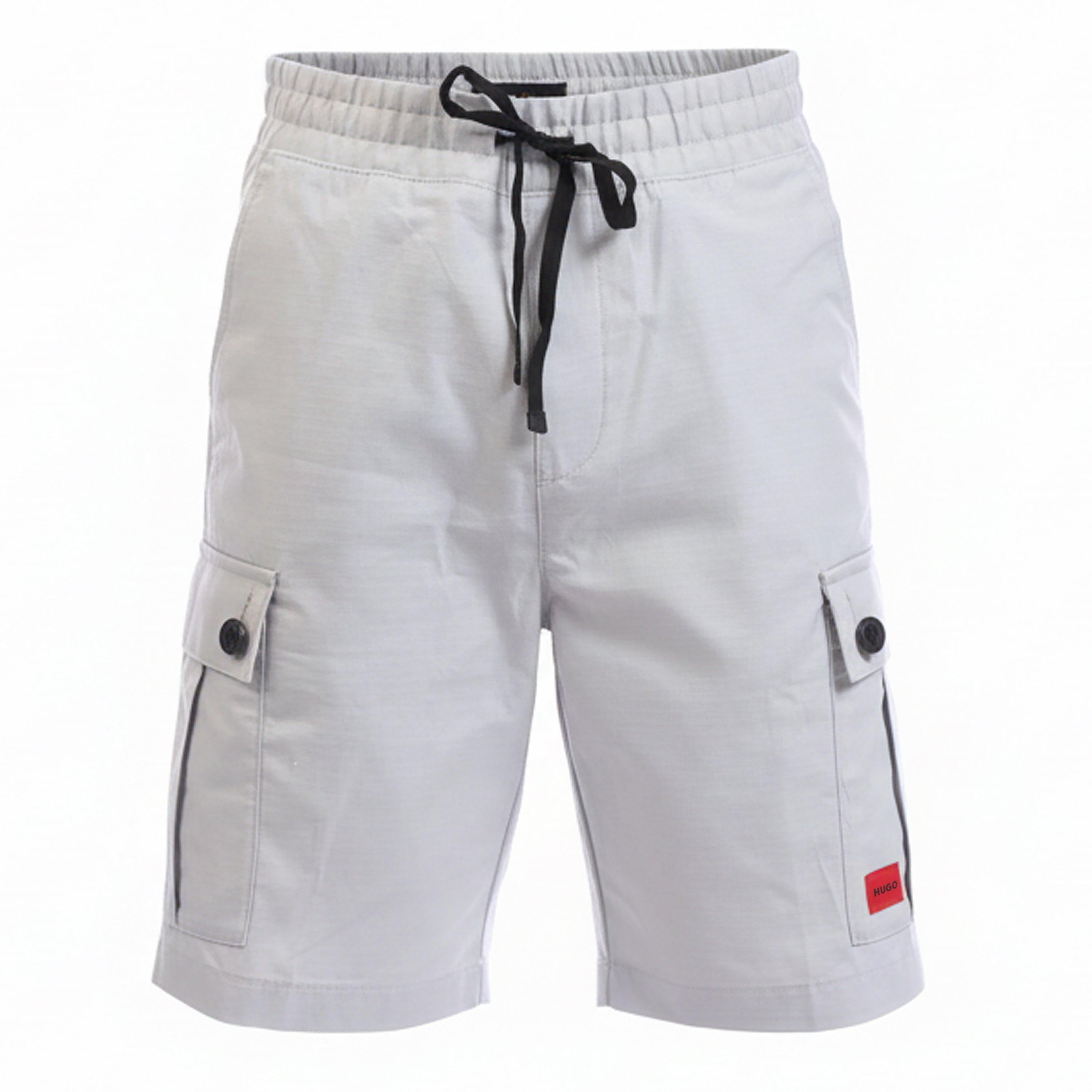 Grey - Hugo - Garlio242 Red Logo Label Shorts - 1