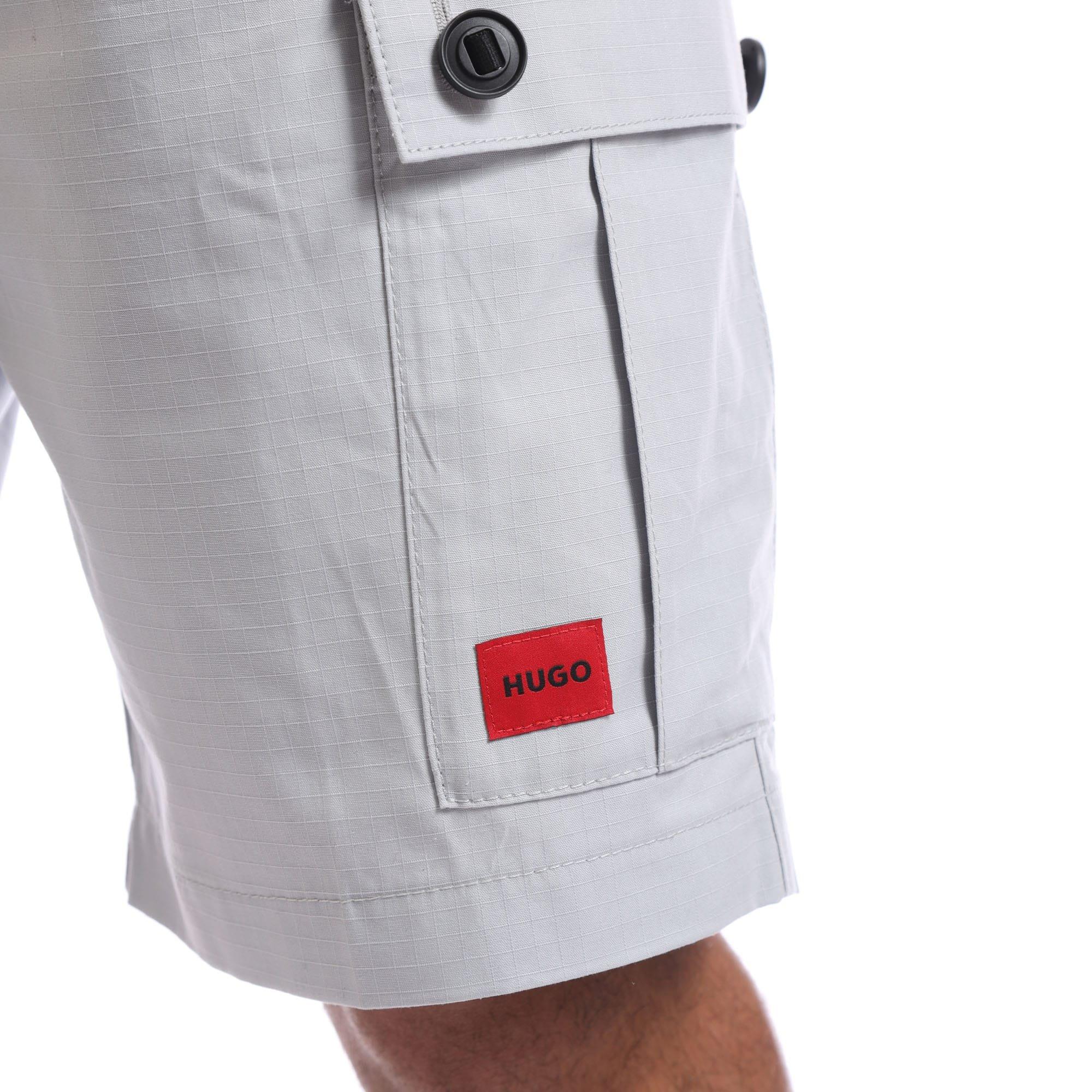 Grey - Hugo - Garlio242 Red Logo Label Shorts - 3