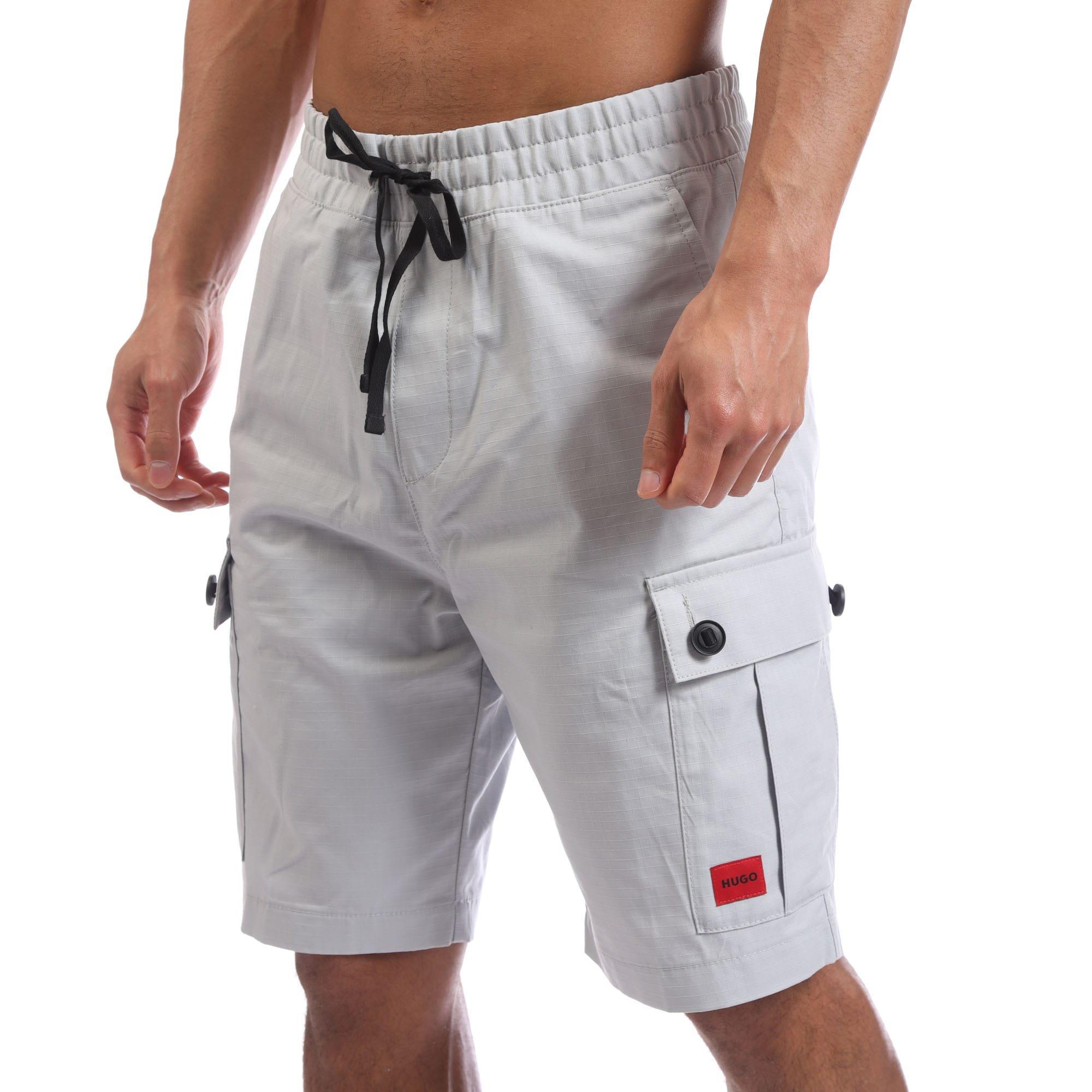 Grey - Hugo - Garlio242 Red Logo Label Shorts - 6