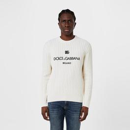 Dolce and Gabbana Cashmere Sweater With Flocked Dg Logo